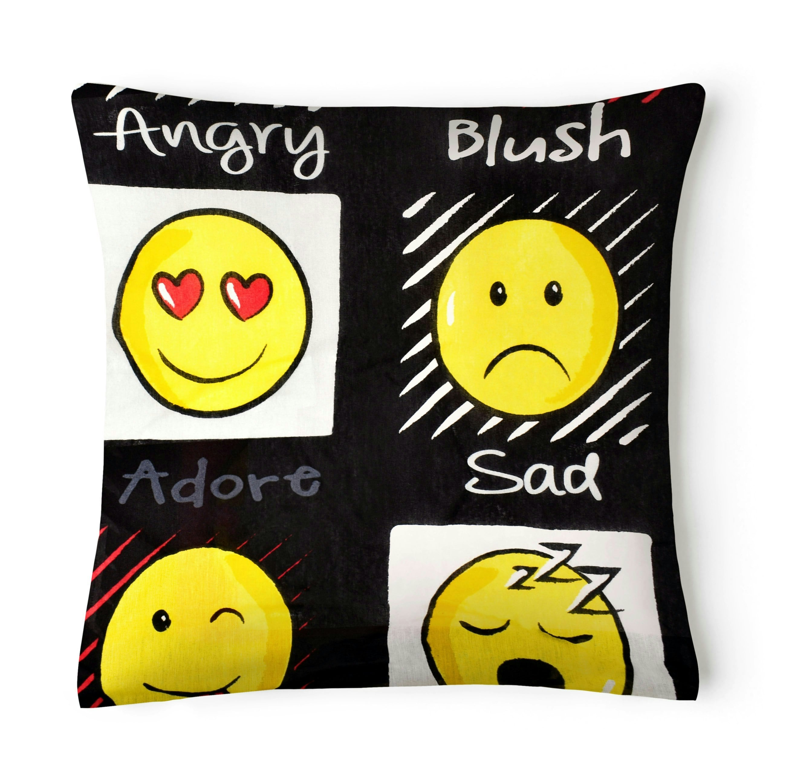 Rackhams Black Fun Emoji Cushion - 43Cm X 43Cm