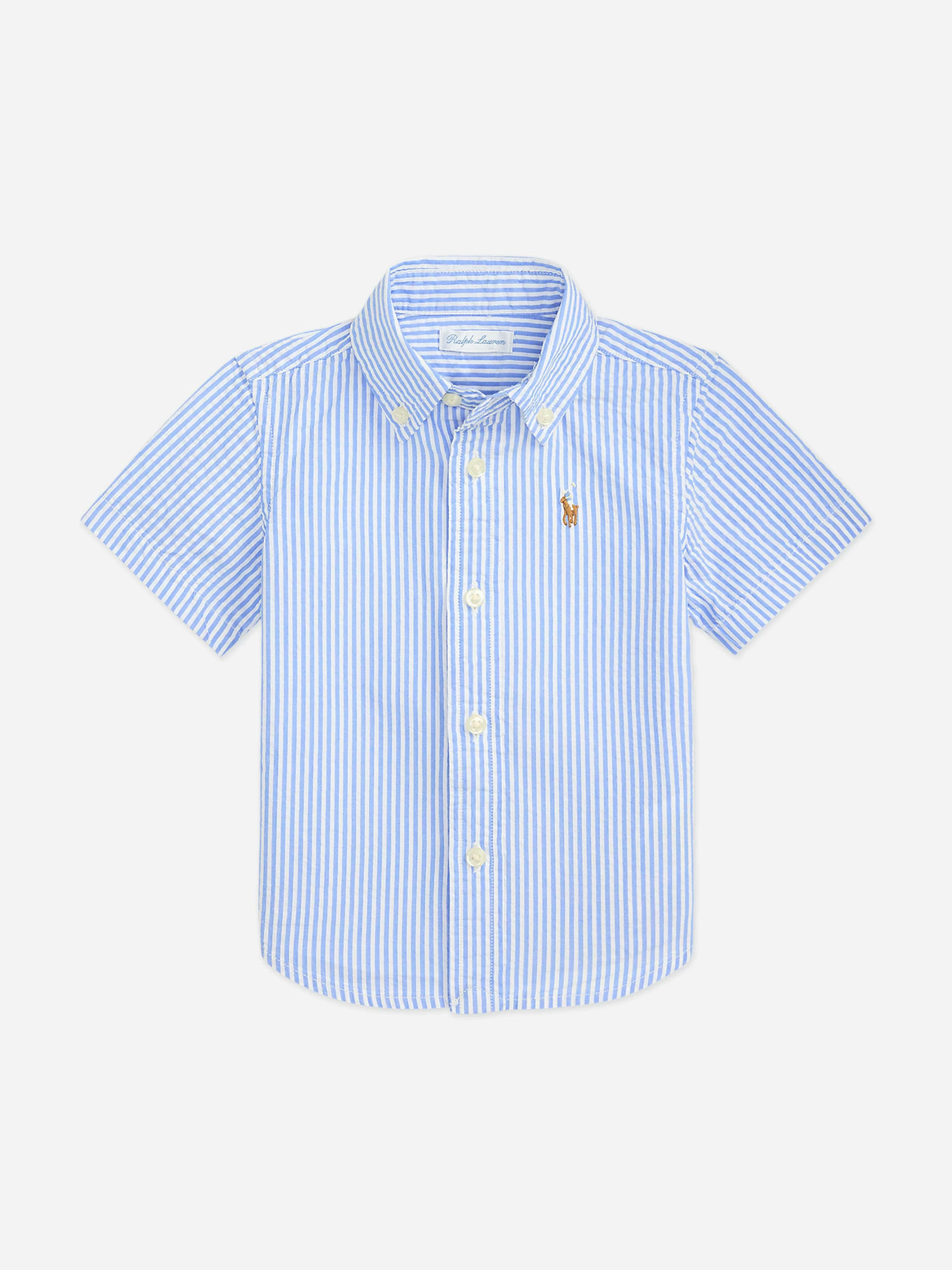 Ralph Lauren Kids Boys Blue Ralph Lauren Baby Seersucker Shirt In - 24 Months