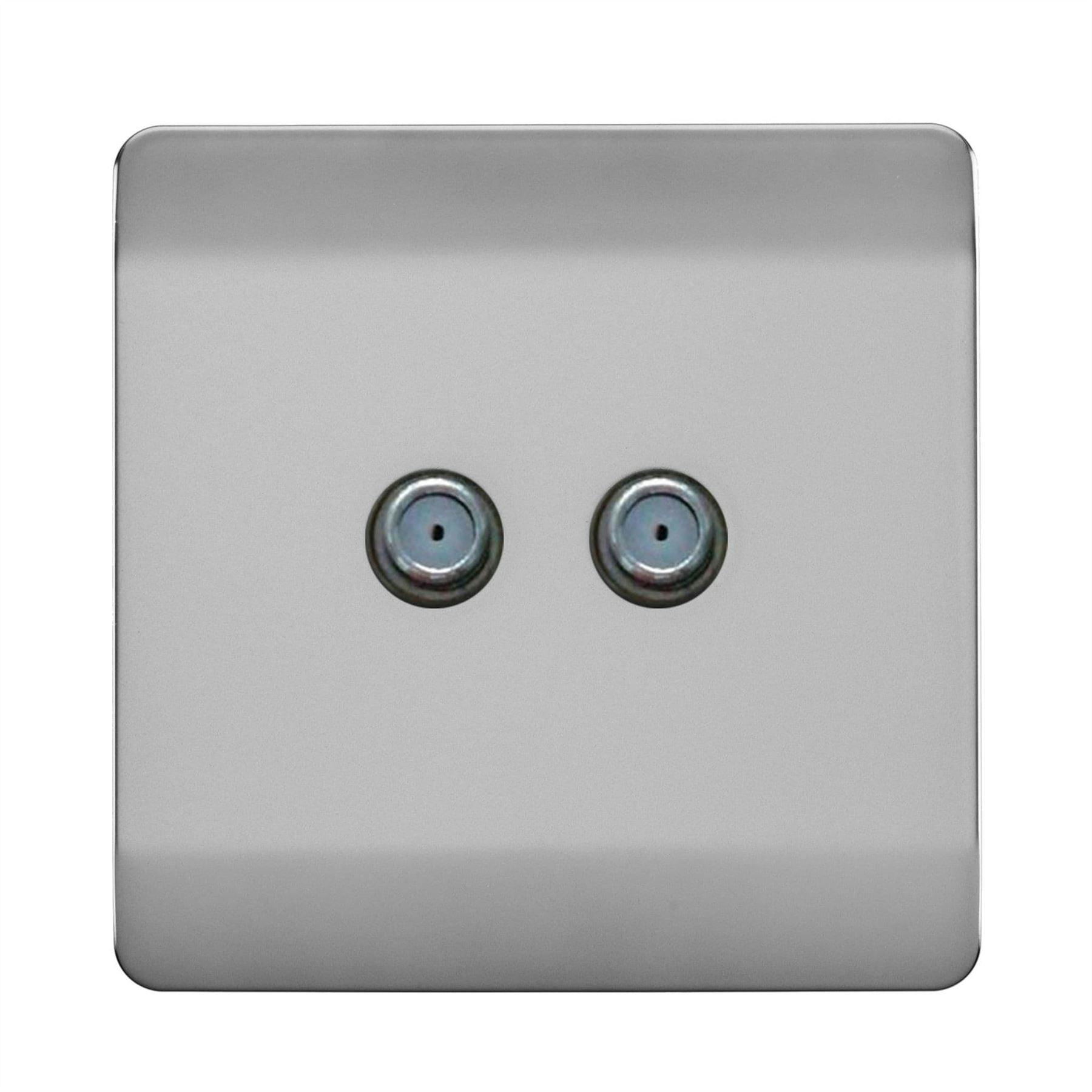 Trendi Switch - Satellite Socket - 2 Gang Male F-Type - Steel - Image 3