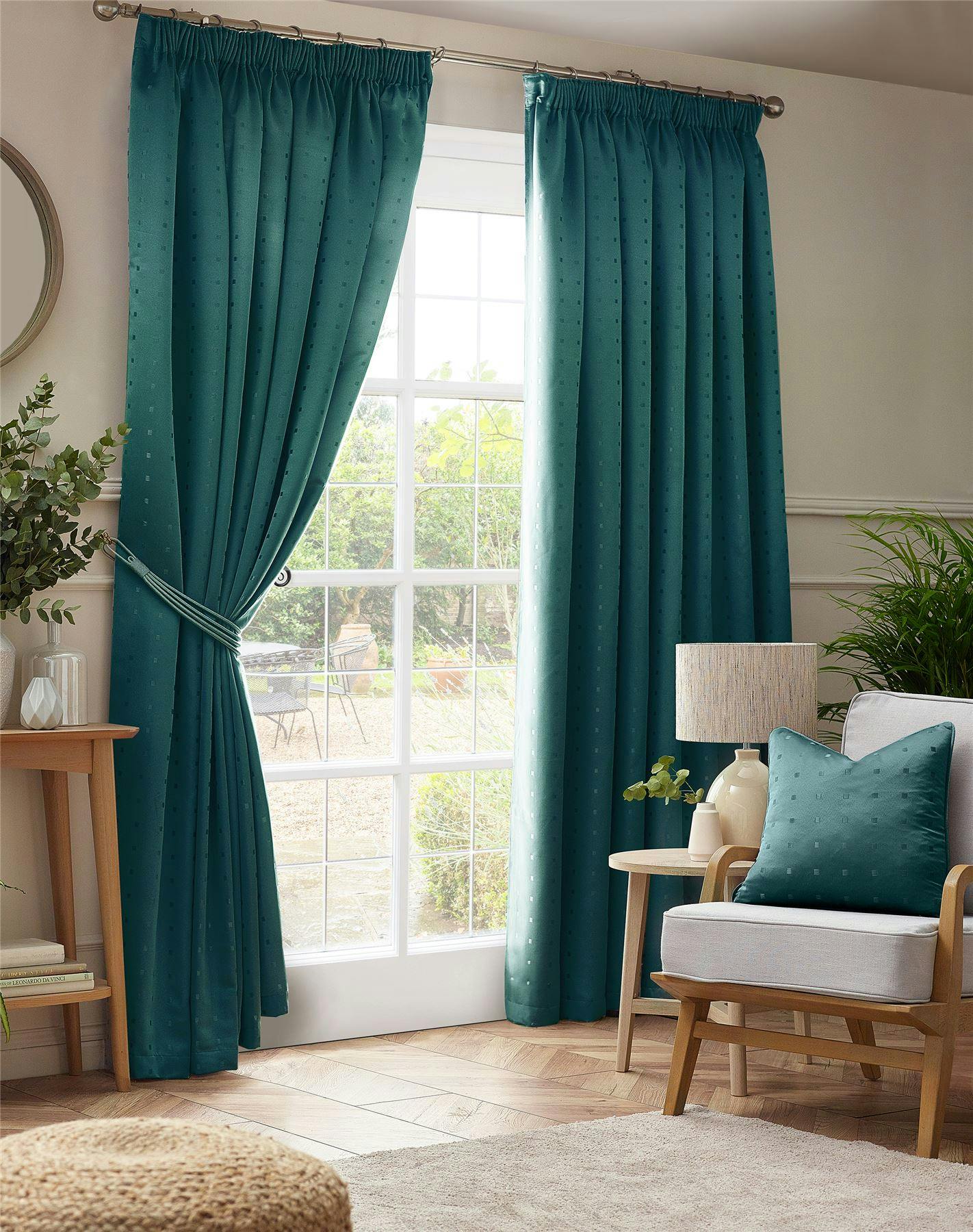 Rackhams Light Adi Lined Pencil Pleat Curtains - Teal - 168Cm Width X 137Cm Drop