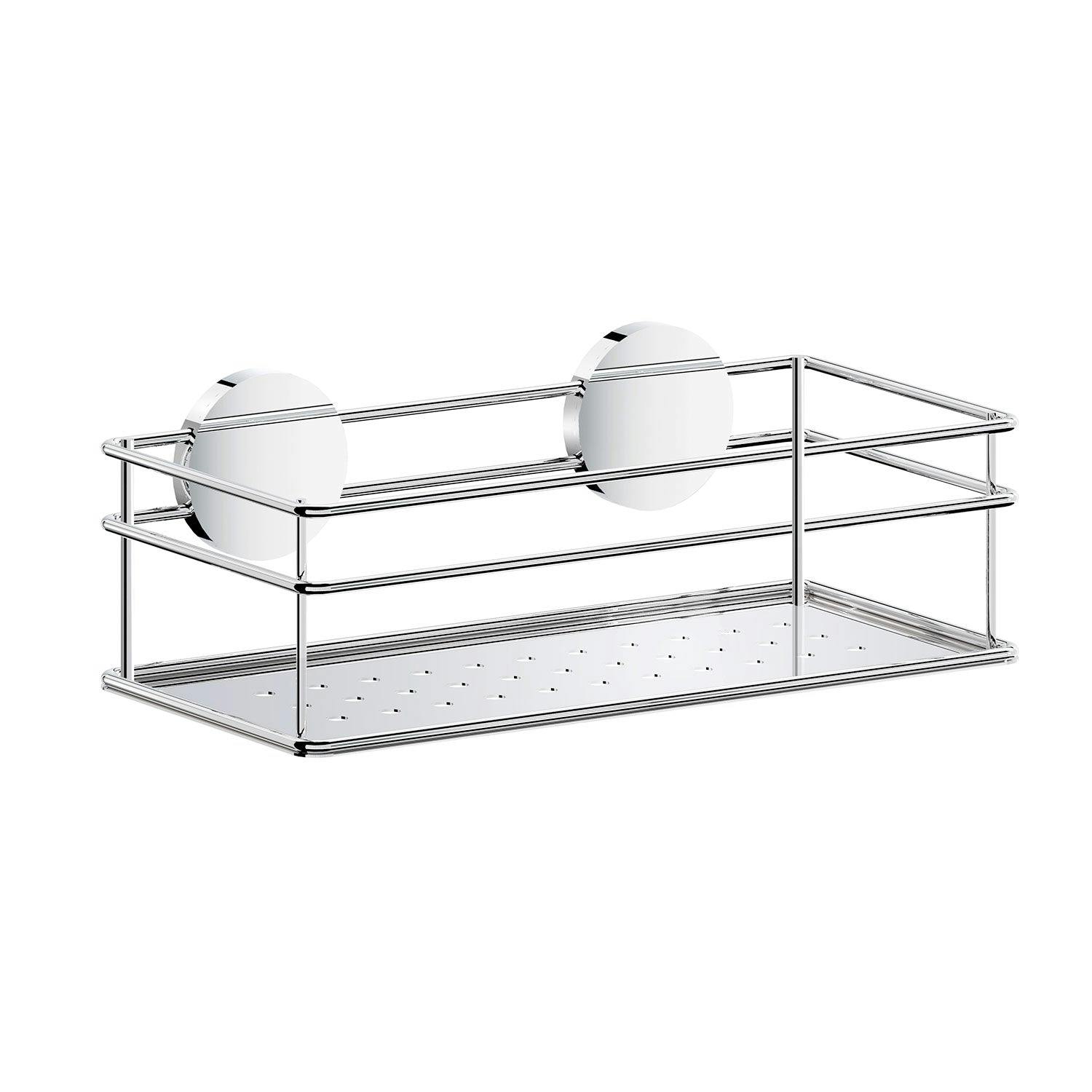 Beslagsboden Polished Chrome Stainless Steel Shower Basket Self Adhesive Wall Mounted