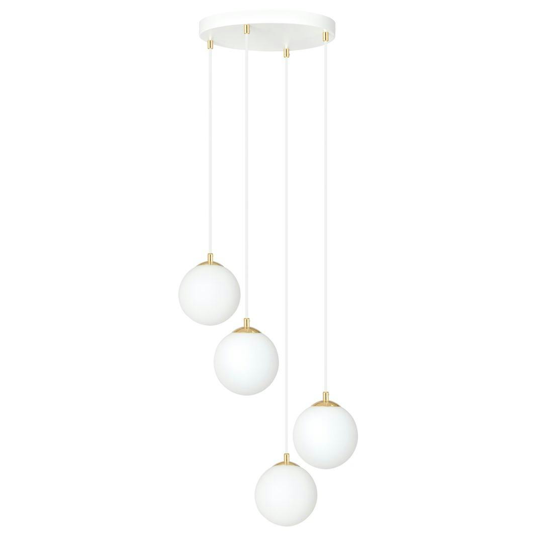 Emibig White/Gold Royal Pendant Lamp 4 X E14 With Shade