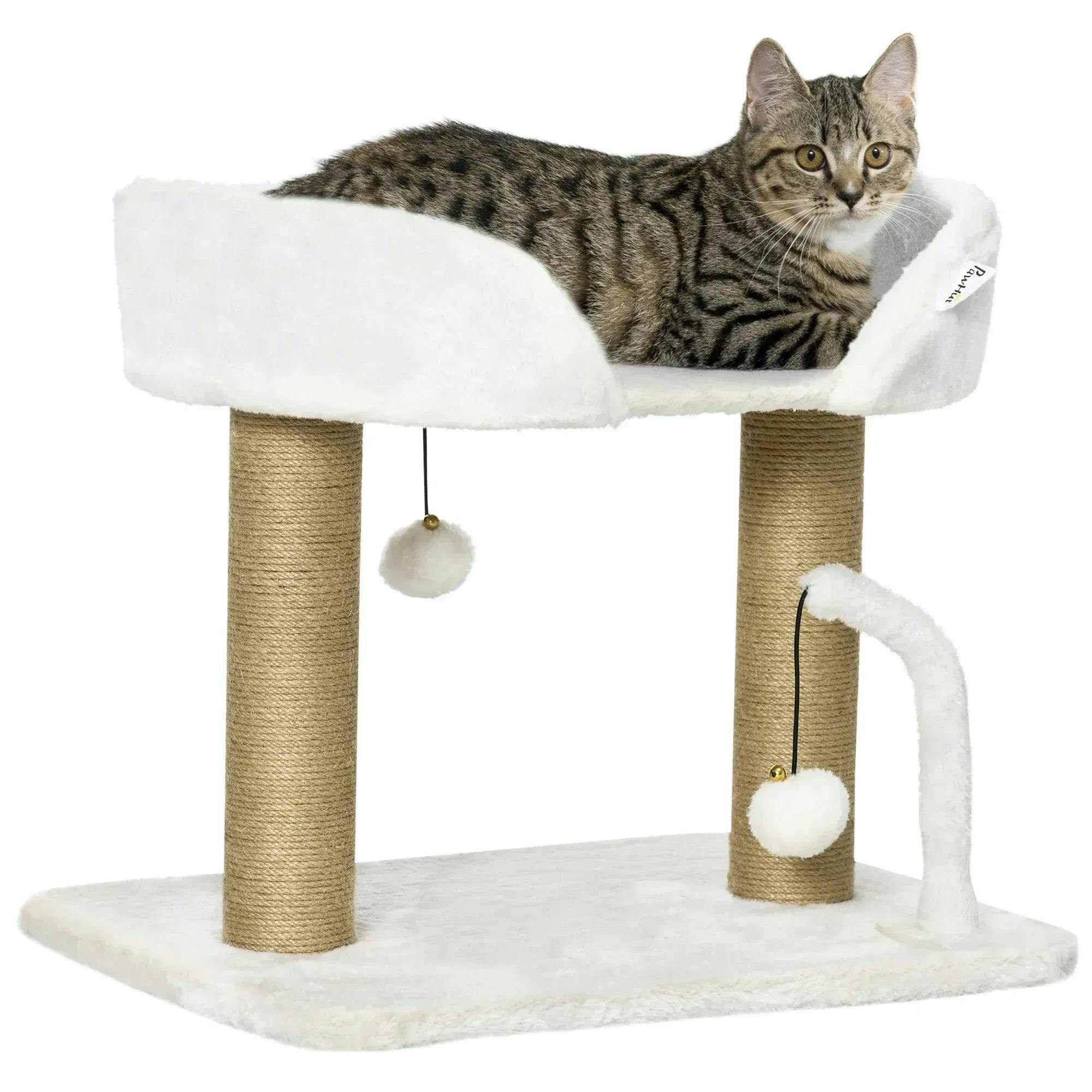 Pawhut 42Cm Indoor Cat Tree, Kitty Play Tower W/ Toy Balls, Jute Scratching Post - Image 7