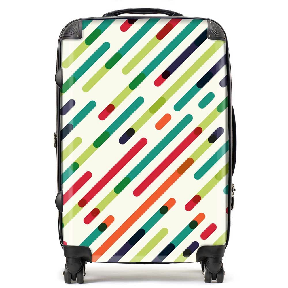 Warren Reed Coloured Diagonal Abstract Pattern Suitcase - Medium