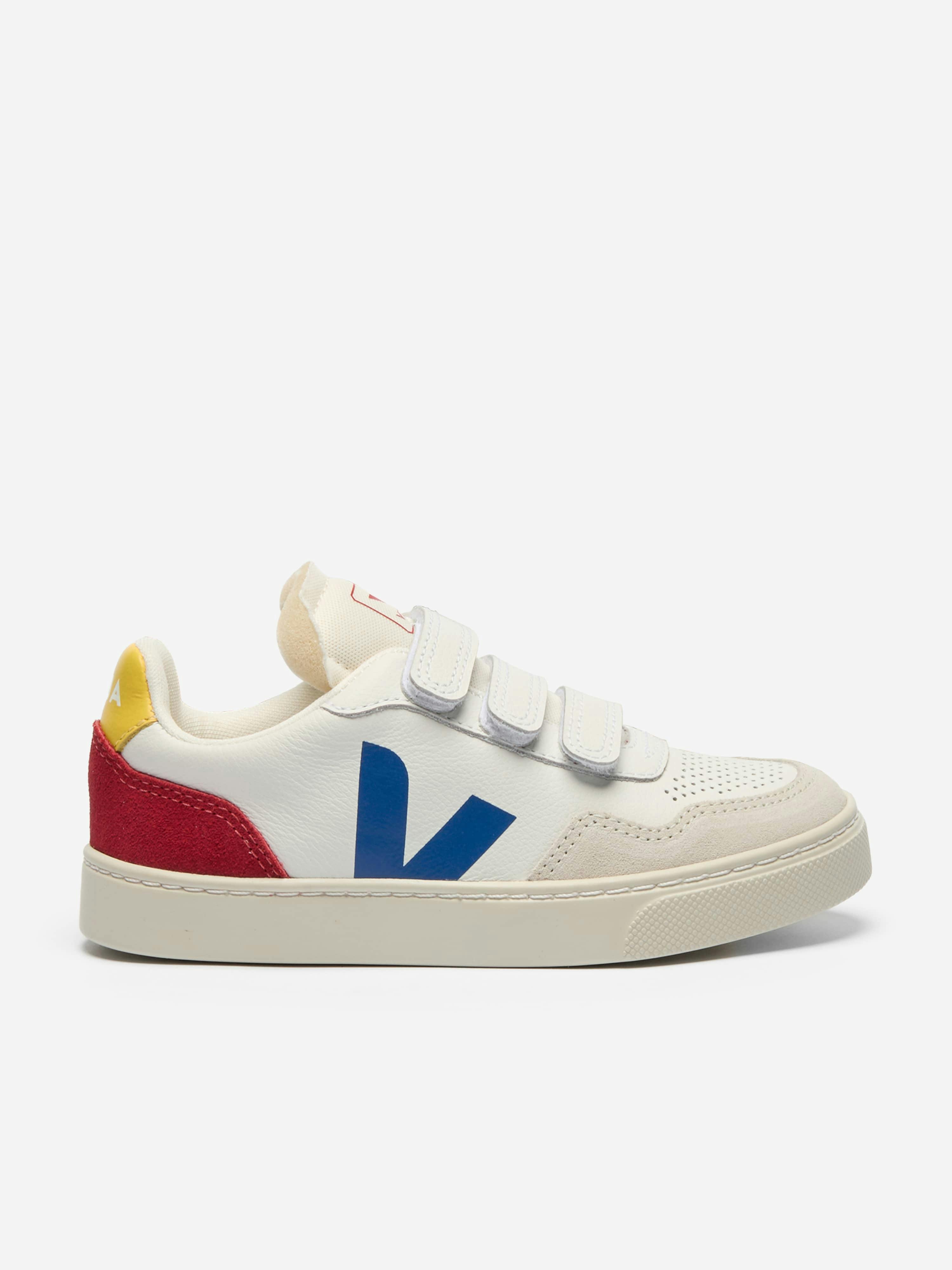 Veja White Kids Small V-90 Leather Trainers In - Eu 33 Uk 1.5
