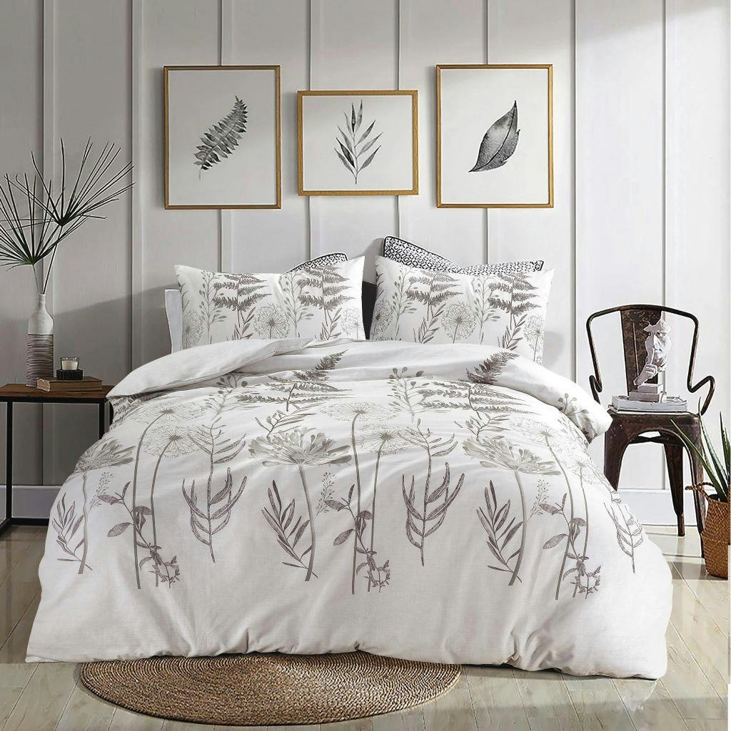 Homespace Direct White Audra Reversible Floral Duvet Cover Set - Super King