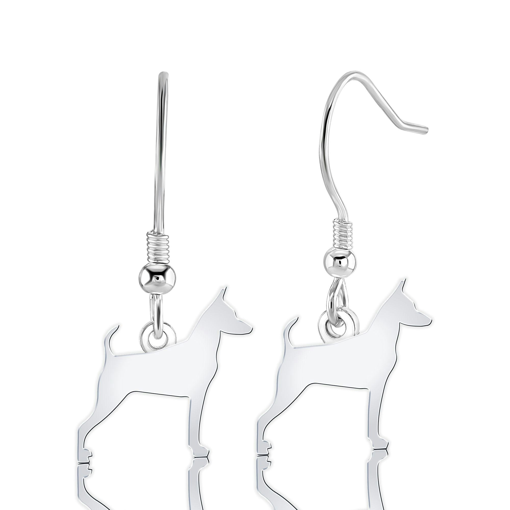 Mylee London Silver Miniature Pinscher Silhouette Earrings - Yes - Hook