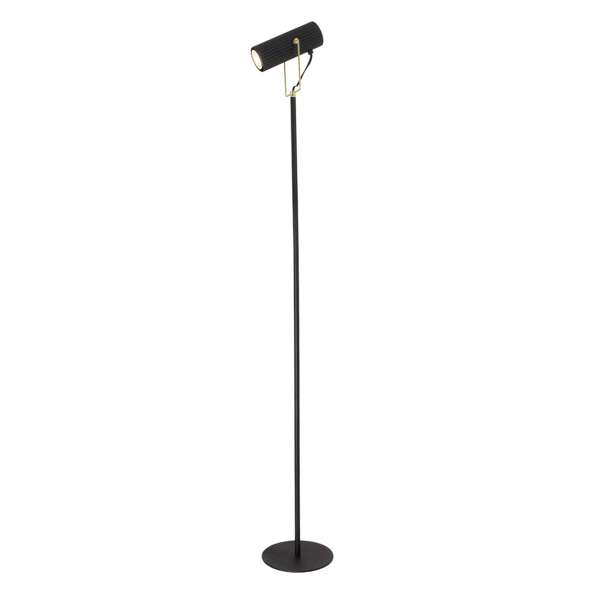 Rackhams Black/Gold Modern Spot Floor Lamp In Matte And With Adjustable Head