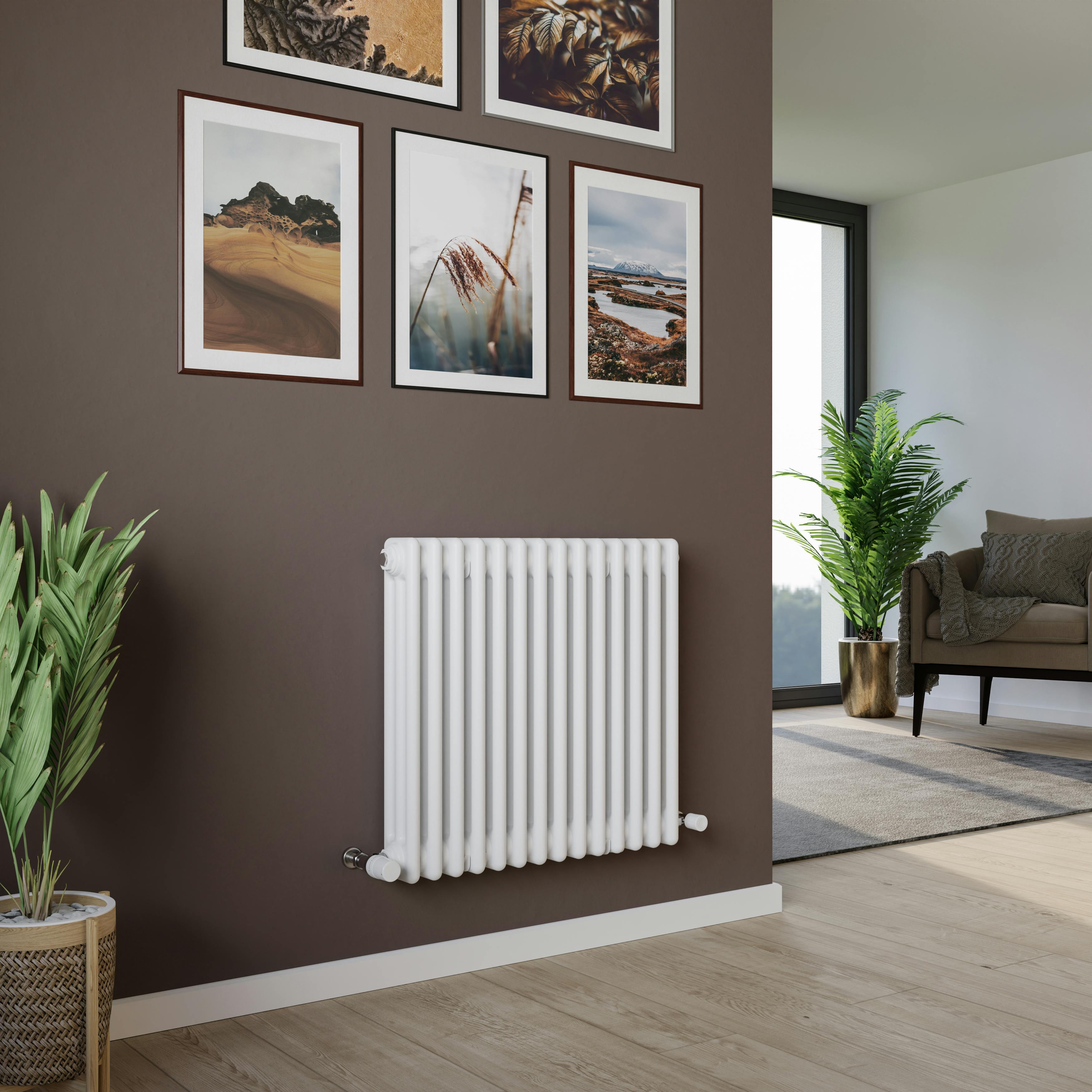 Agadon White Kylo 3 Column Traditional Radiator - 600 X 650
