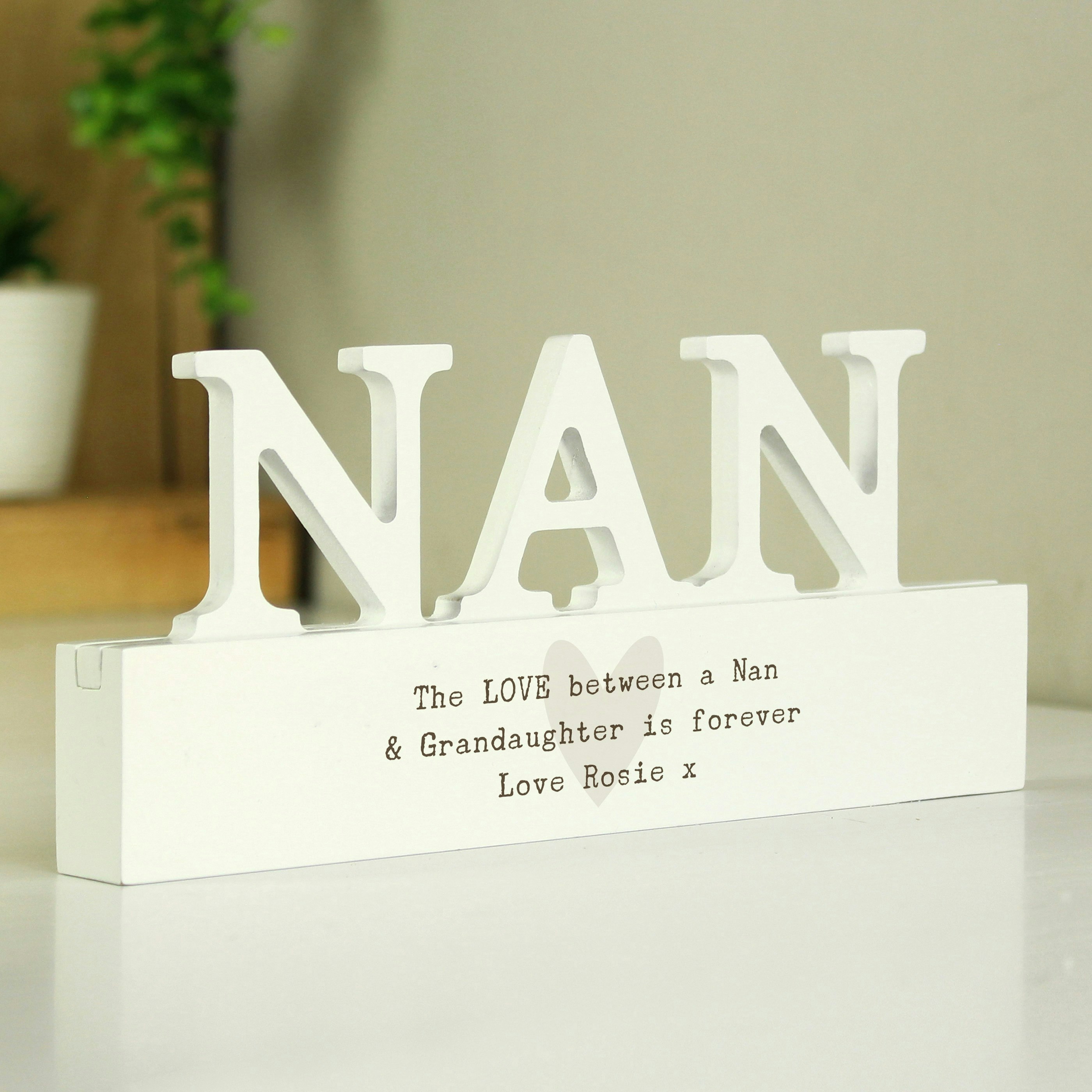 Rackhams Personalised Free Text Heart Wooden Nan Ornament