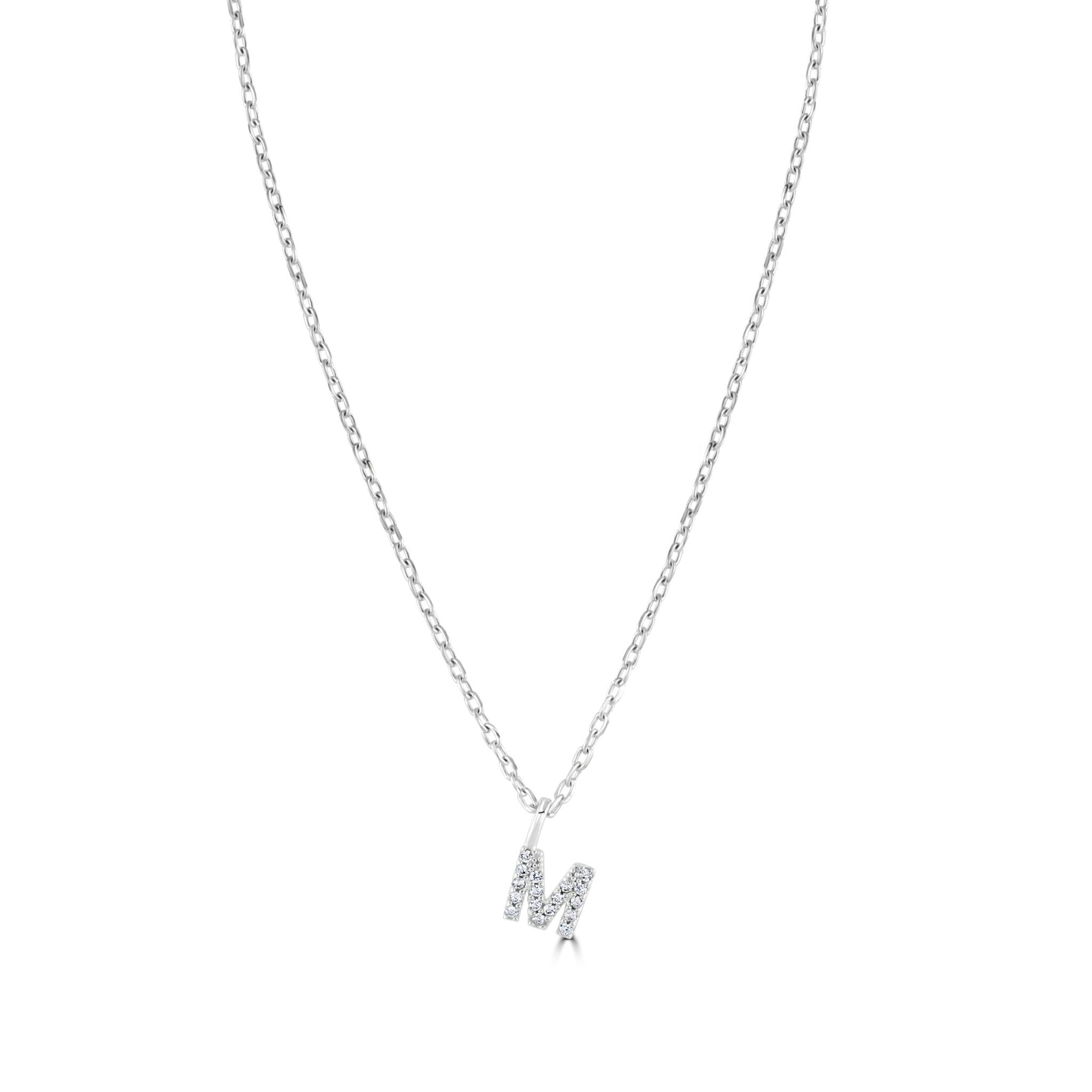 Mylee London Silver Sterling Crystal Initial Necklace - No - M