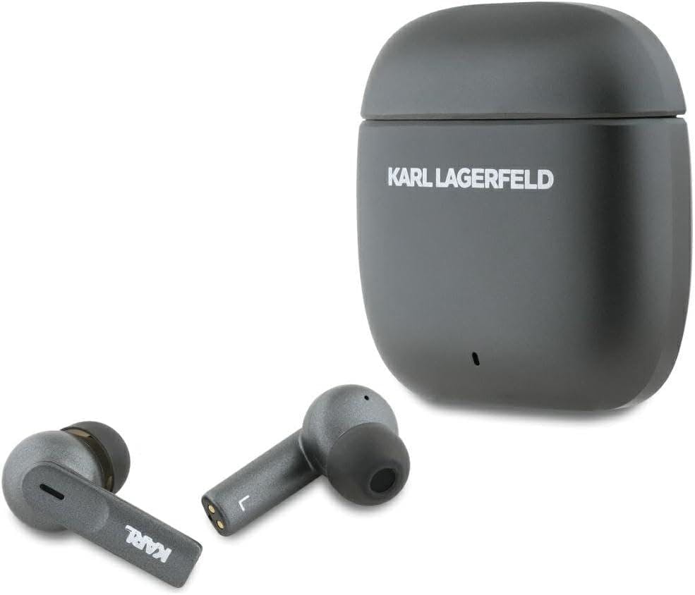 Karl Lagerfeld Black Tws Metal Printed Logo Anc/Enc Earphones - Kltwsm1alelk
