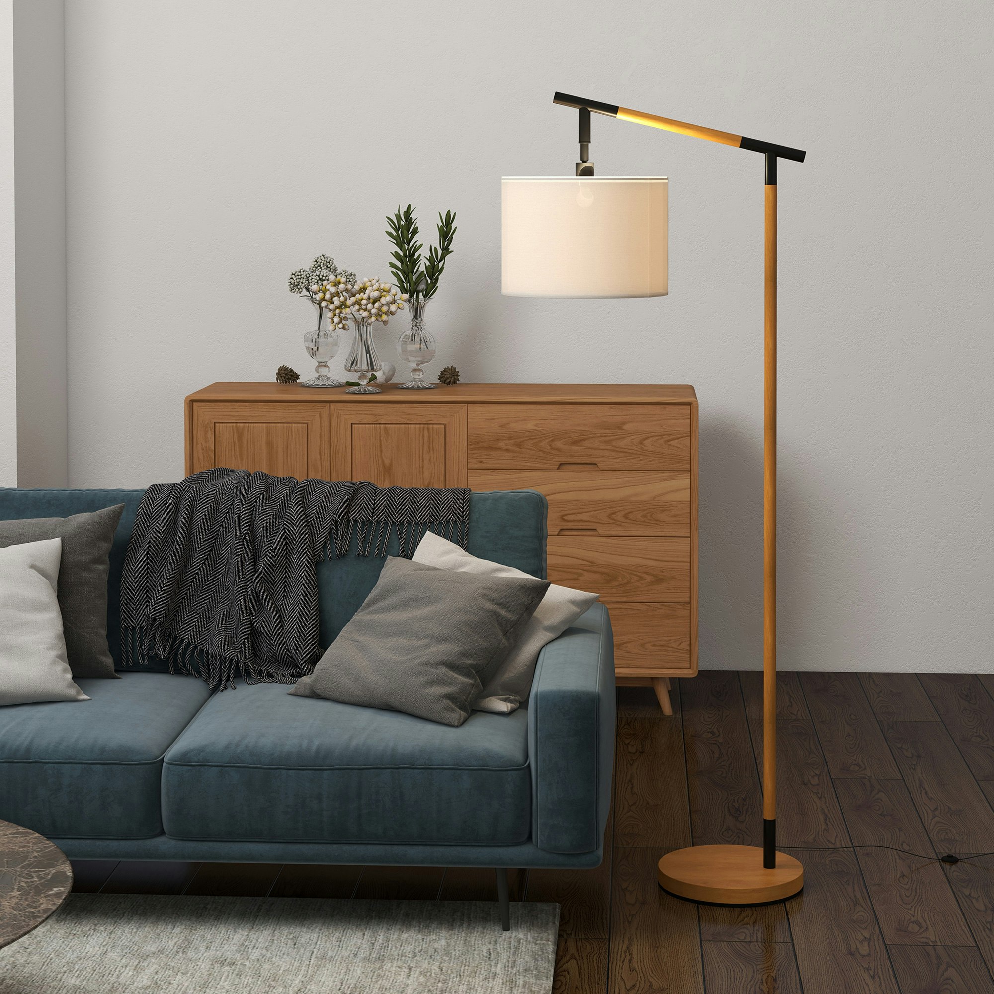 Rackhams Brown Floor Lamp With 350 Rotating Lampshade Led Bulb Included