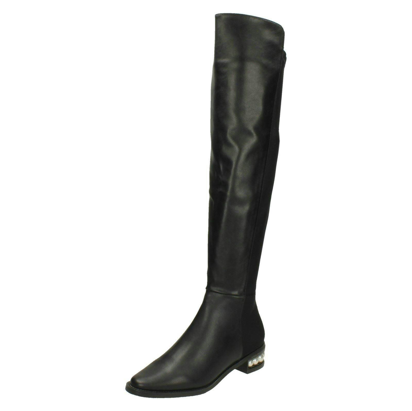 Spot On Women's Black Over The Knee High Leg Boots - Uk 4