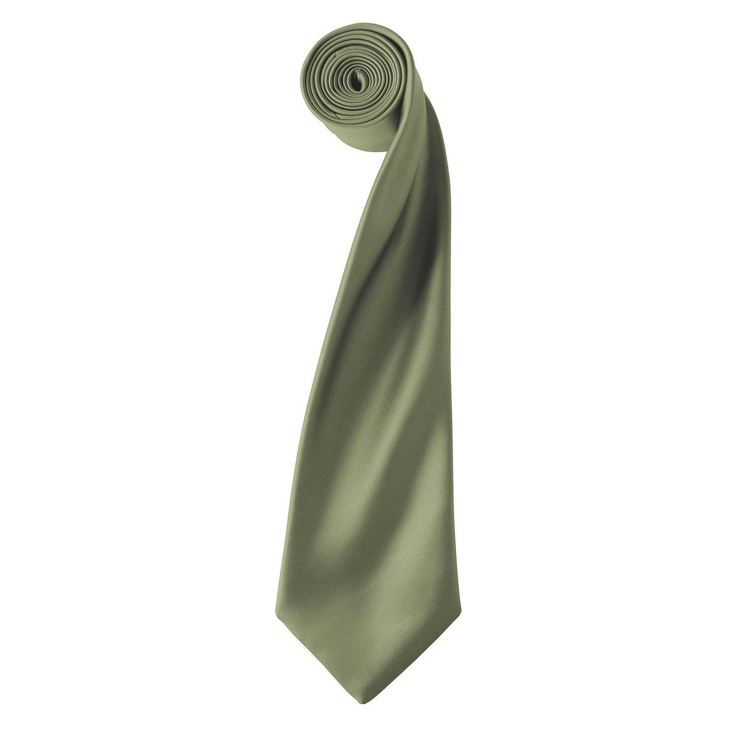 Premier Unisex Adult Colours Satin Tie (Olive) - One Size - Image 3