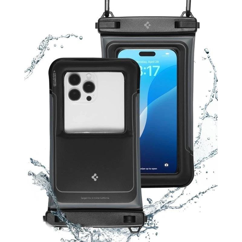 Spigen Black Aqua Shield A611p Universal Waterproof Phone Pouch Up To 7" 2 Pack - Acs09348