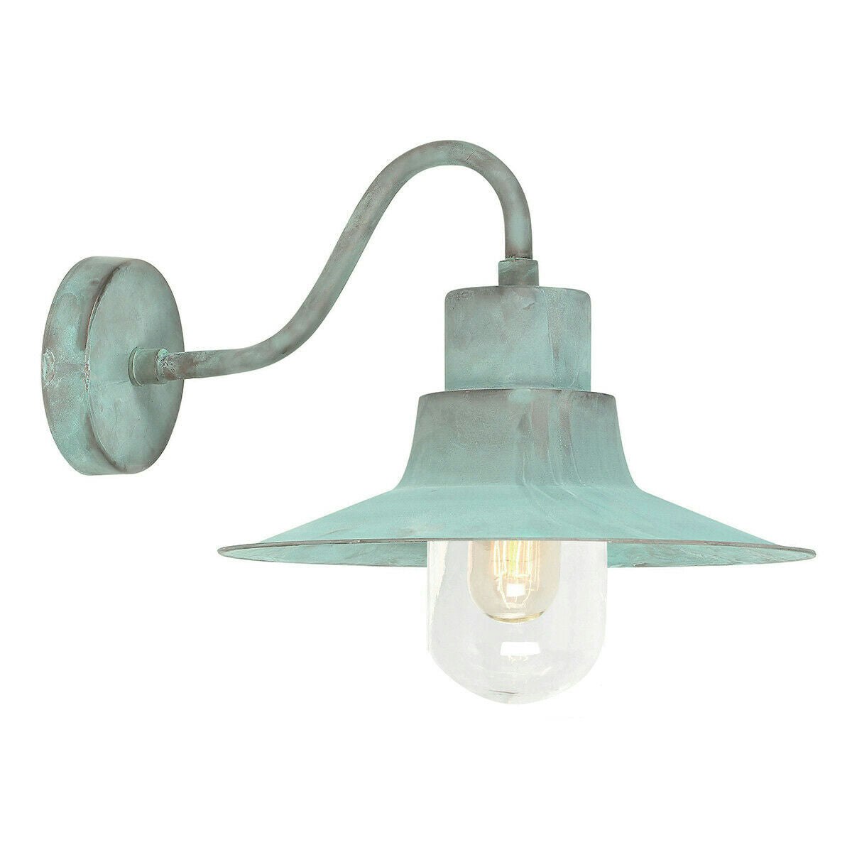 Loops Outdoor IP44 1 Bulb Wall Light Lantern Verdigris LED E27 100W