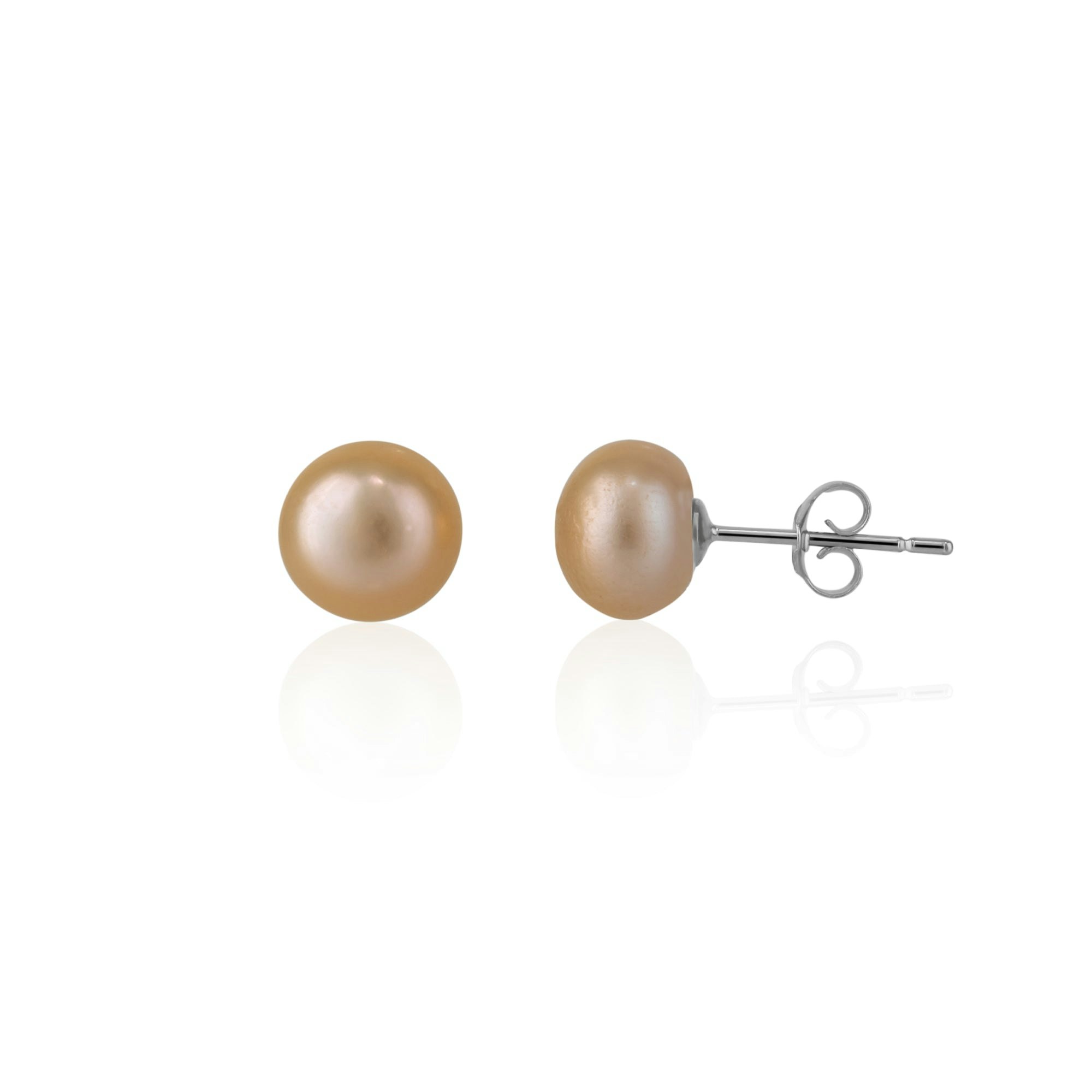 Spero London Silver/Pink/Yellow Baroque Pearl Irregular Stud Earrings Sterling - And
