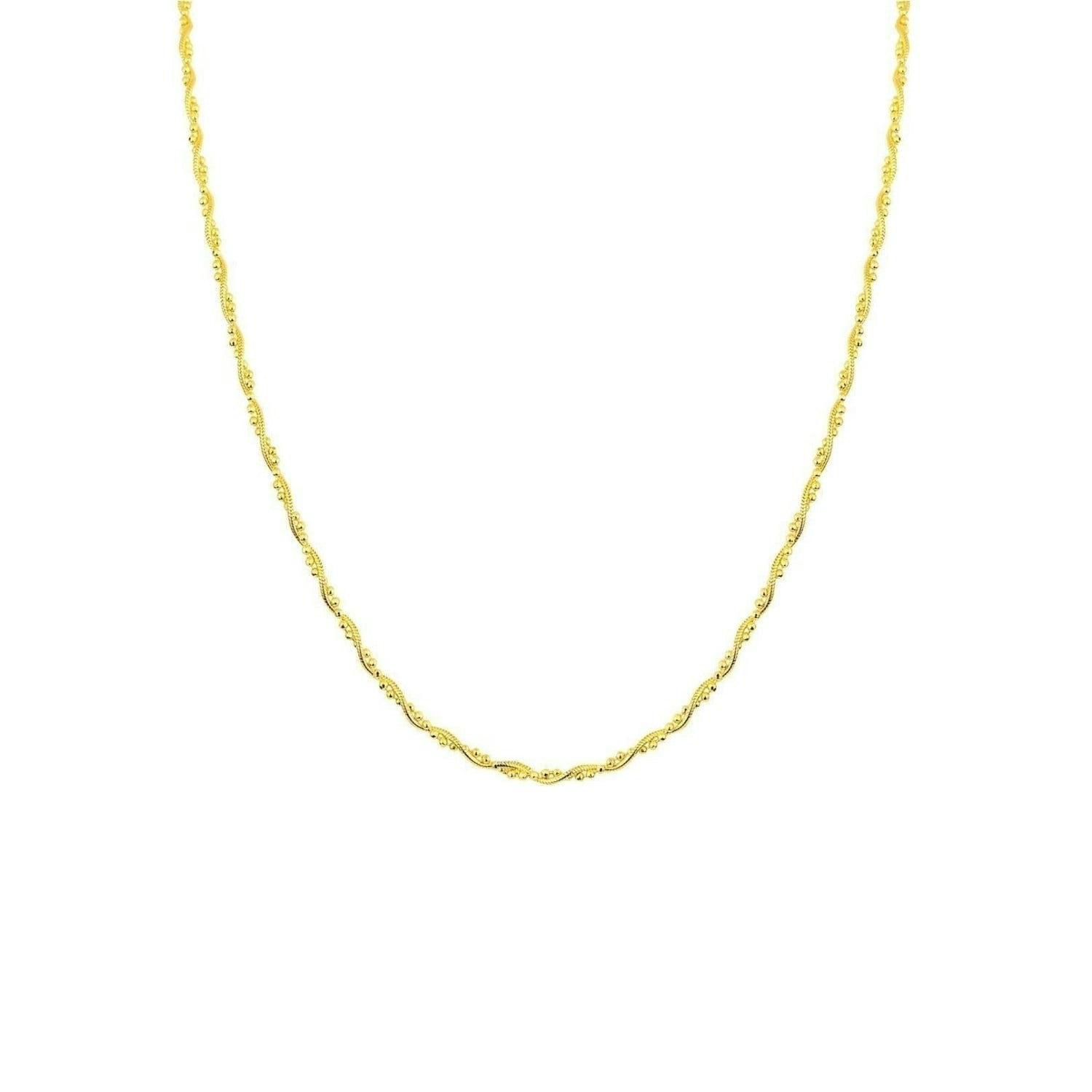 Spero London Silver/Gold Twisted Beaded Sterling Italian Chain Necklace