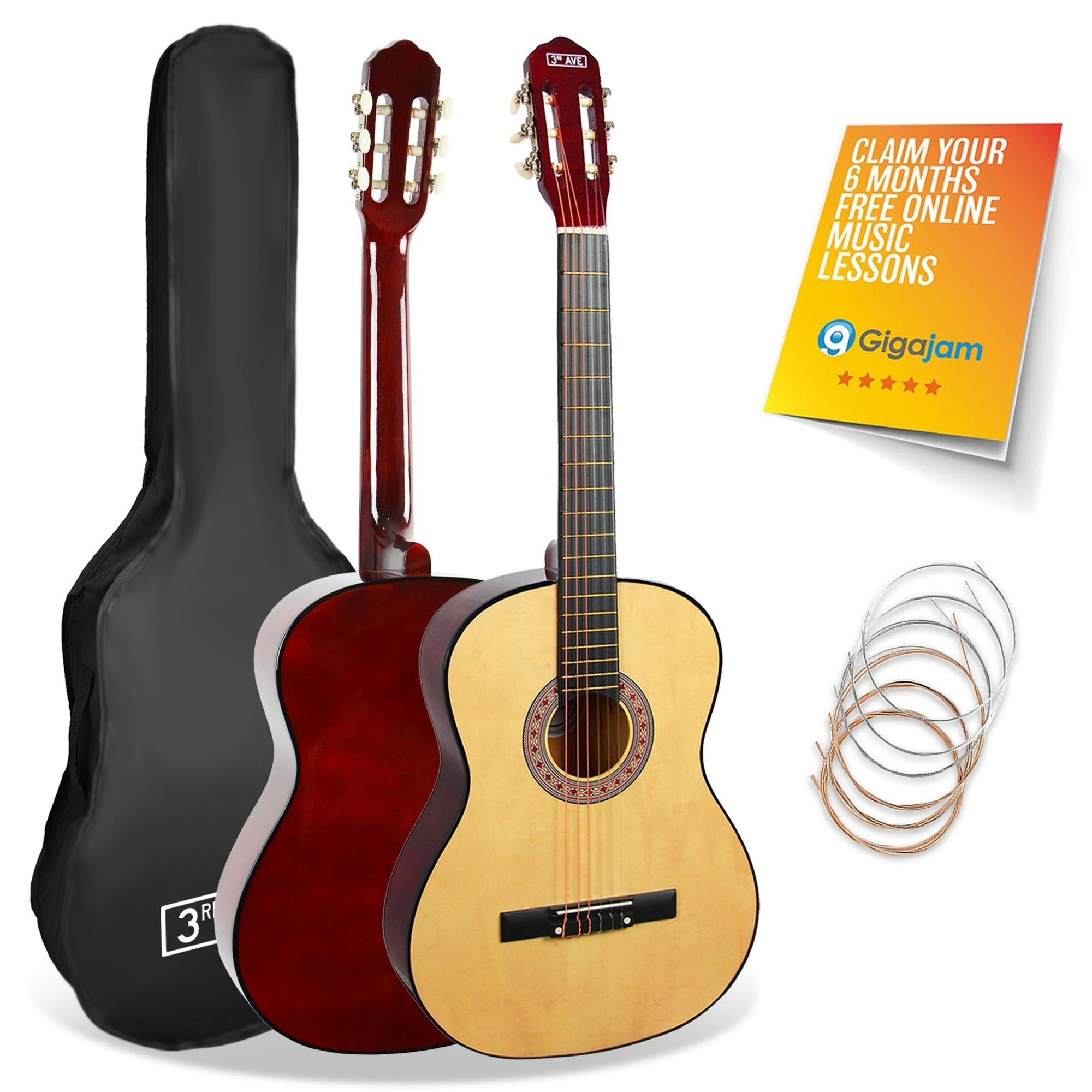 3Rd Avenue Full Size Classical Guitar Pack - Natural