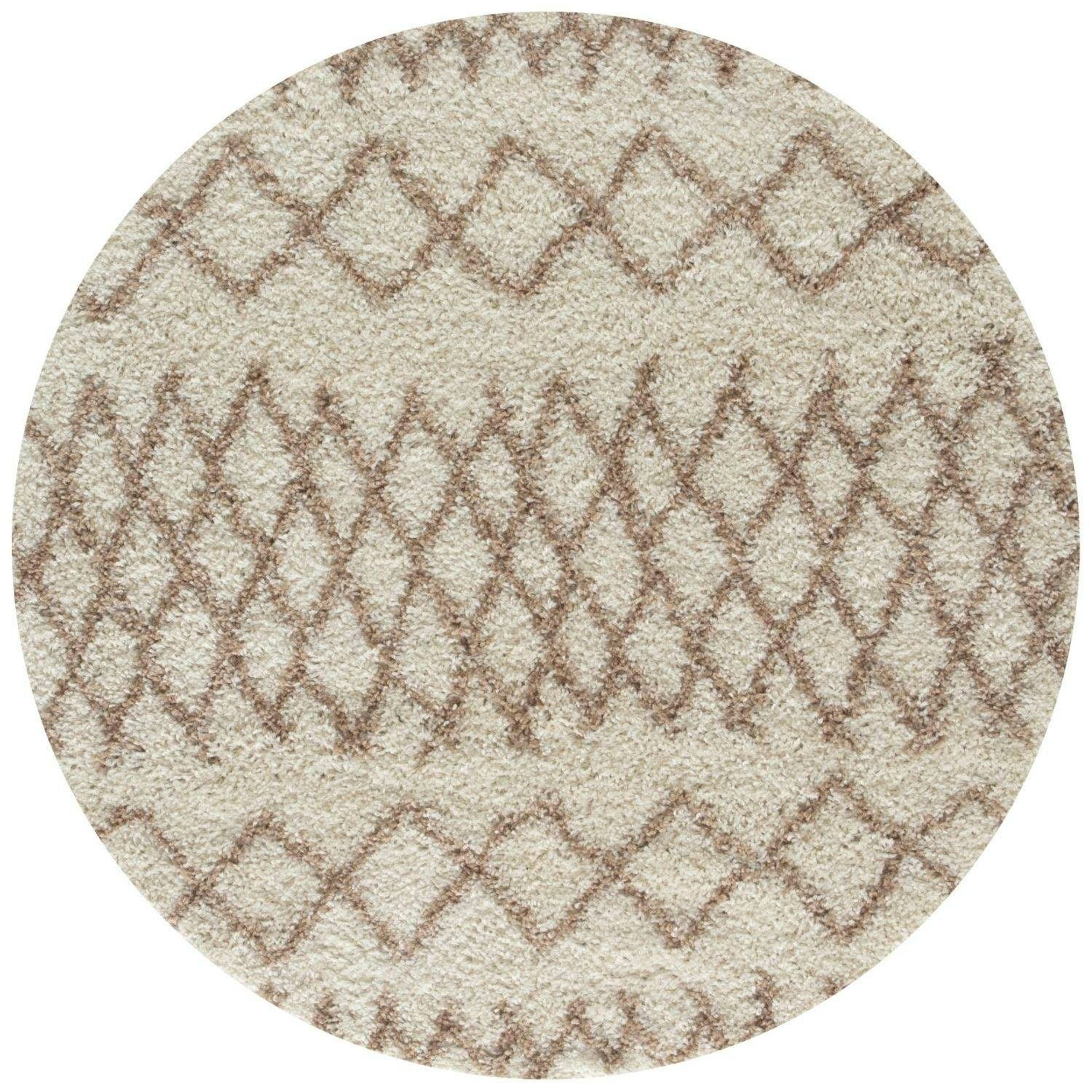 The Rugs Ivory/Beige Moroccan Shaggy Rug | 930 - Ø 120 Cm