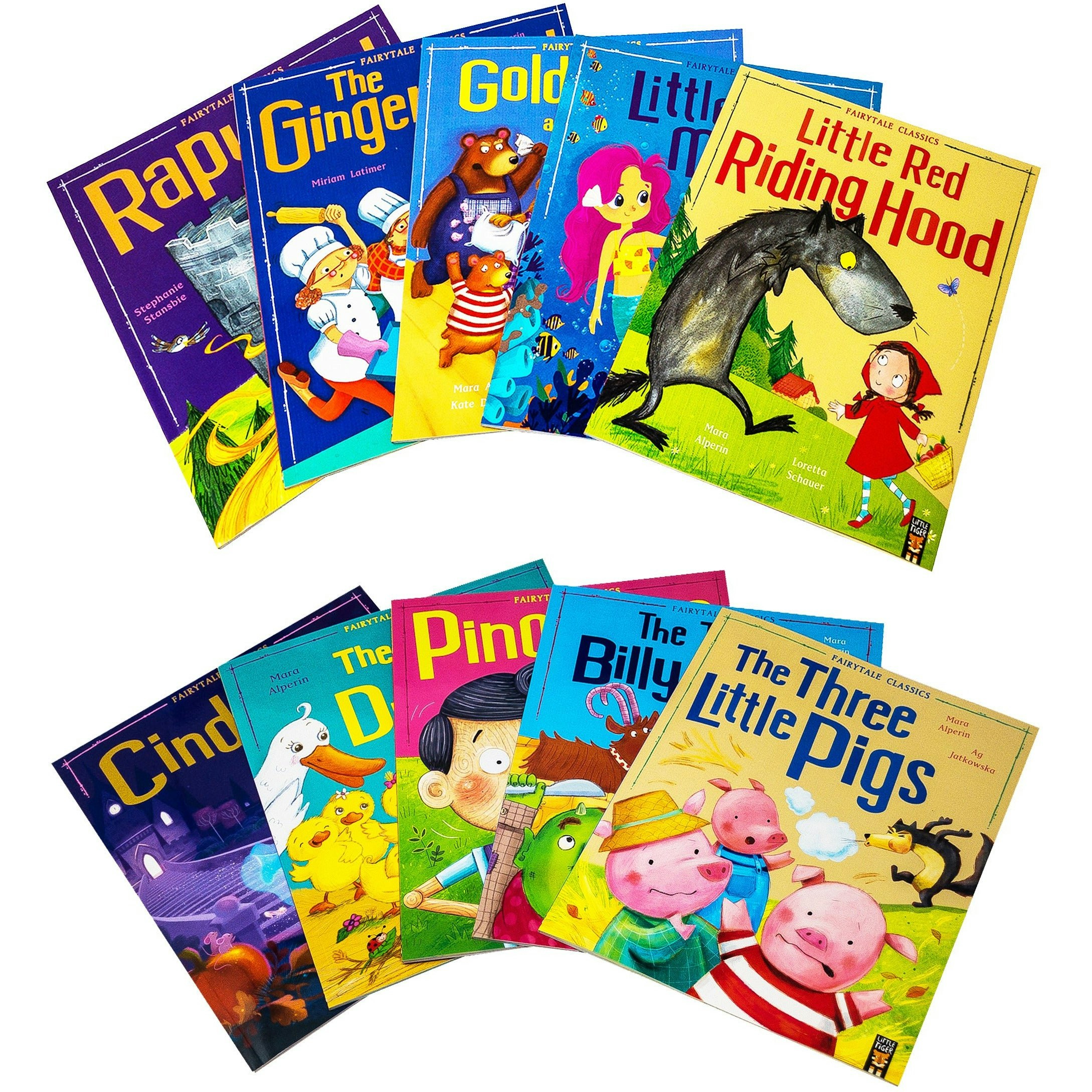 Little Tiger Red My First Fairy Tales Children Classic Collection 10 Books Set Three Little Pigs, Goldilocks And The Three Bears, Little Riding Hood