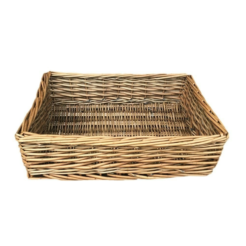 Red Hamper Antique Wash Rectangular Straight Sided Wicker Tray - Medium