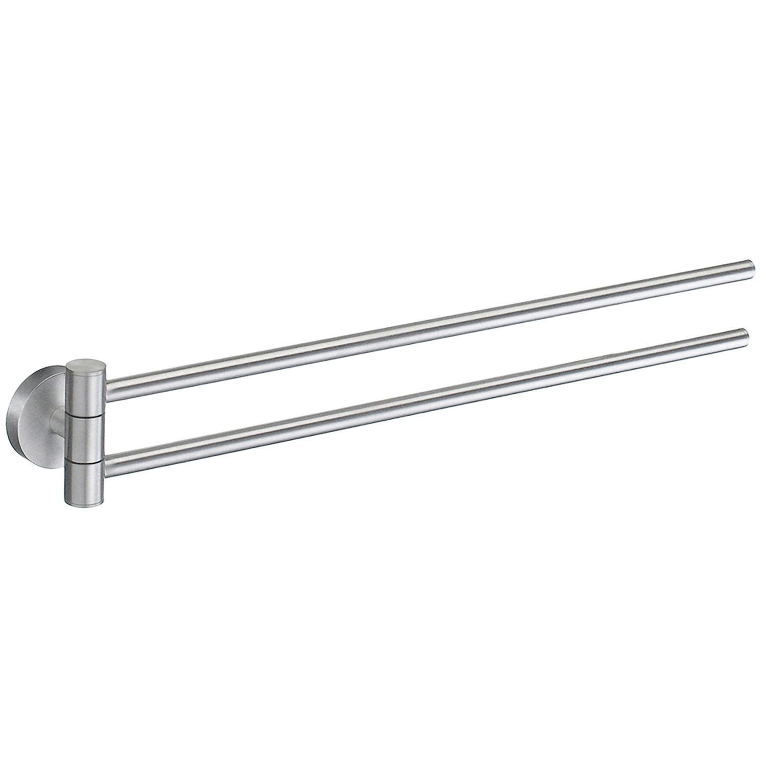 Smedbo Brushed Chrome Swing Arm Double Towel Rail 44Cm/17.3" Wall Mounted With Concealed Screws Bathroom Towel Holder