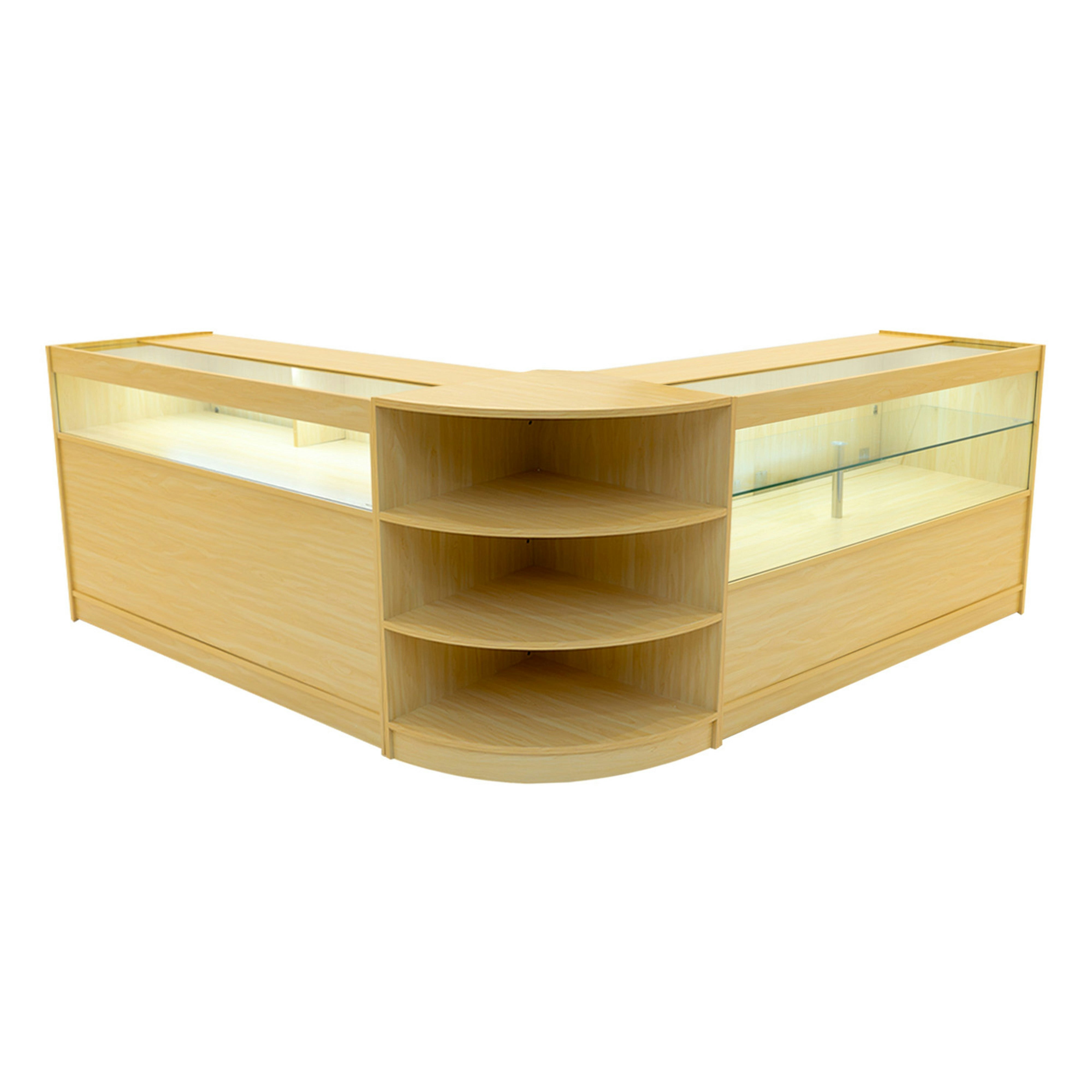 Rackhams White Harmonia Led Shop Counter Set B1500, C1500 & Lm60 - Maple
