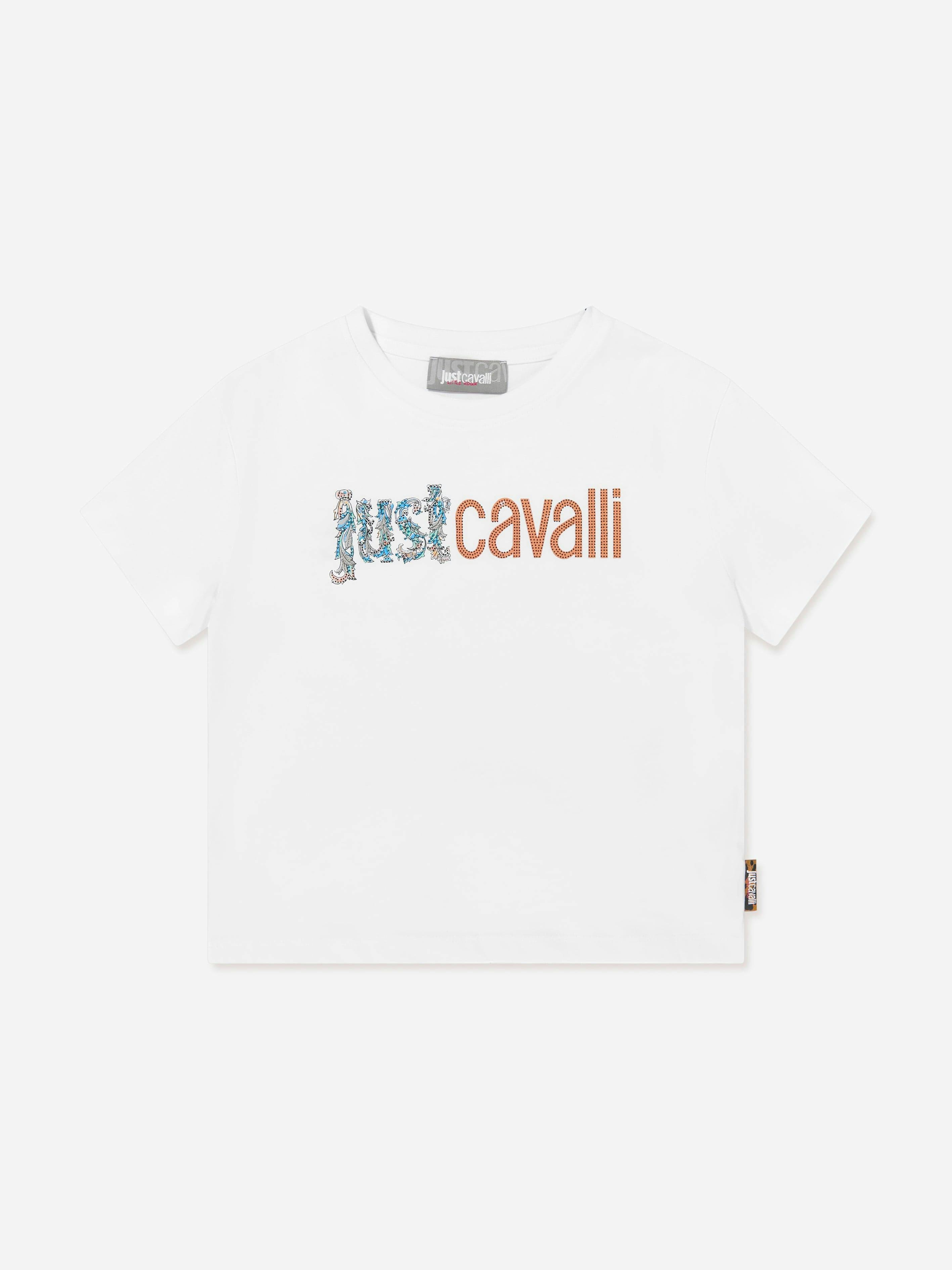 Just Cavalli Unisex Kids White Kids Benal Logo T-Shirt In - 14 Yrs