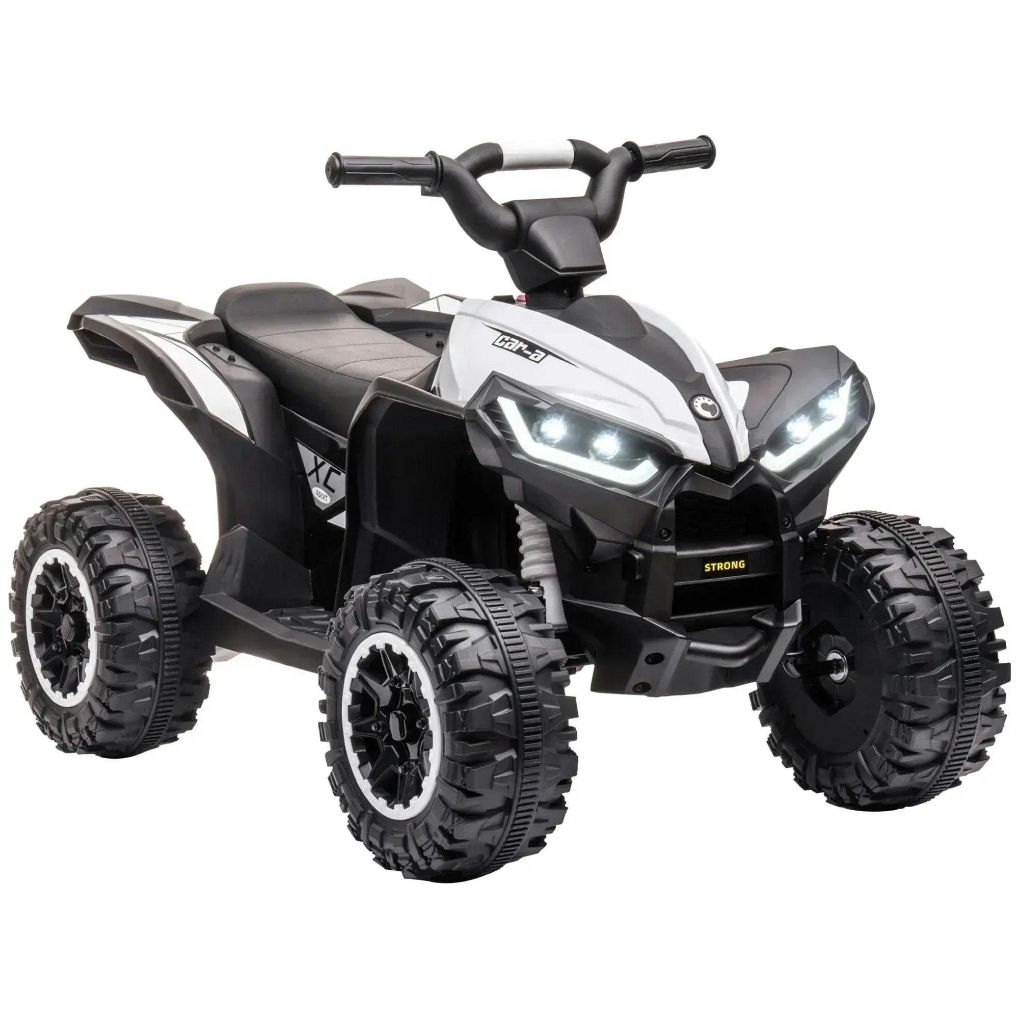 Bobobiy White 12V Ride-On Quad Bike W/ Music, Horn, For Ages 3-5 Years - Image 6