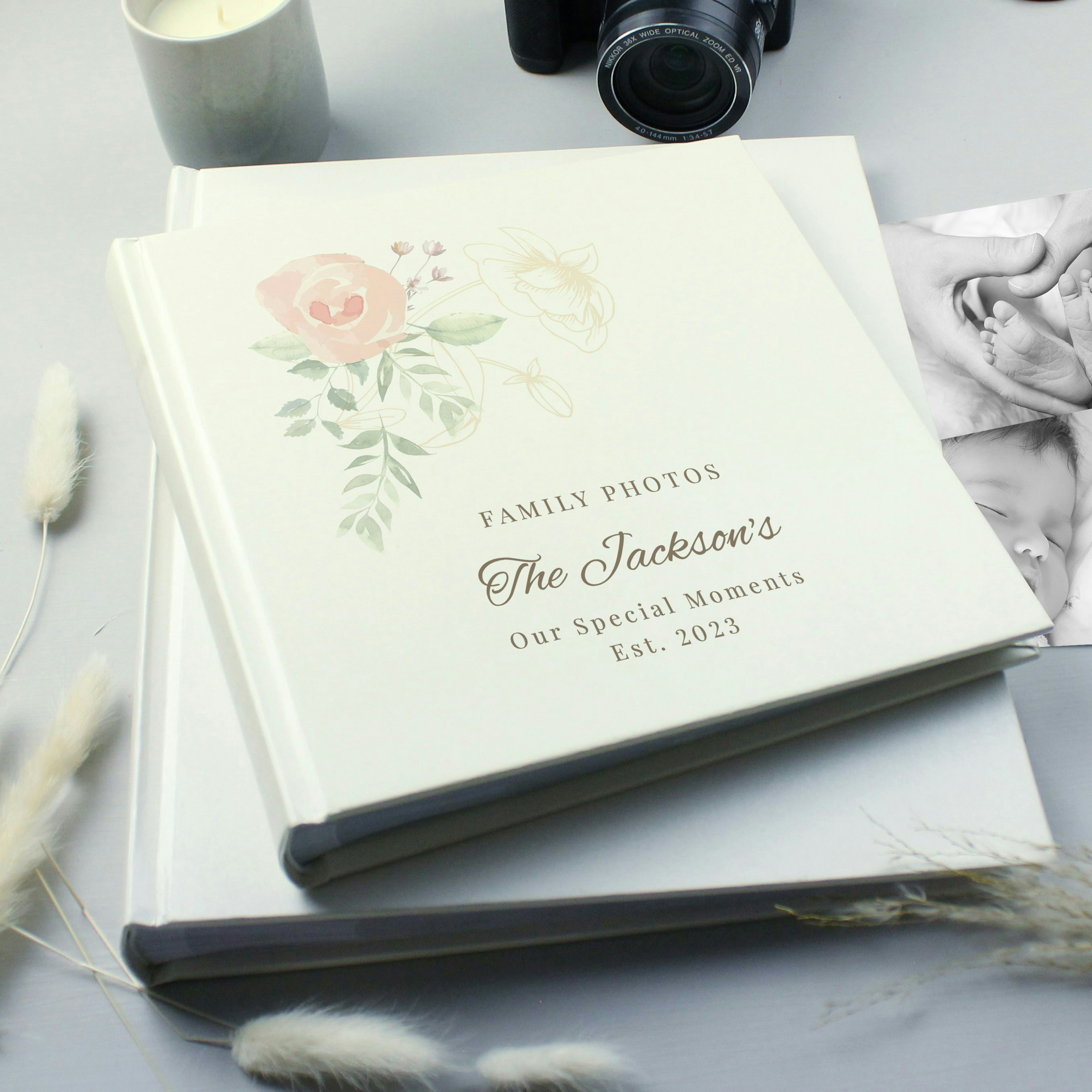 Personalised Memento Company Personalised Floral Square Photo Album