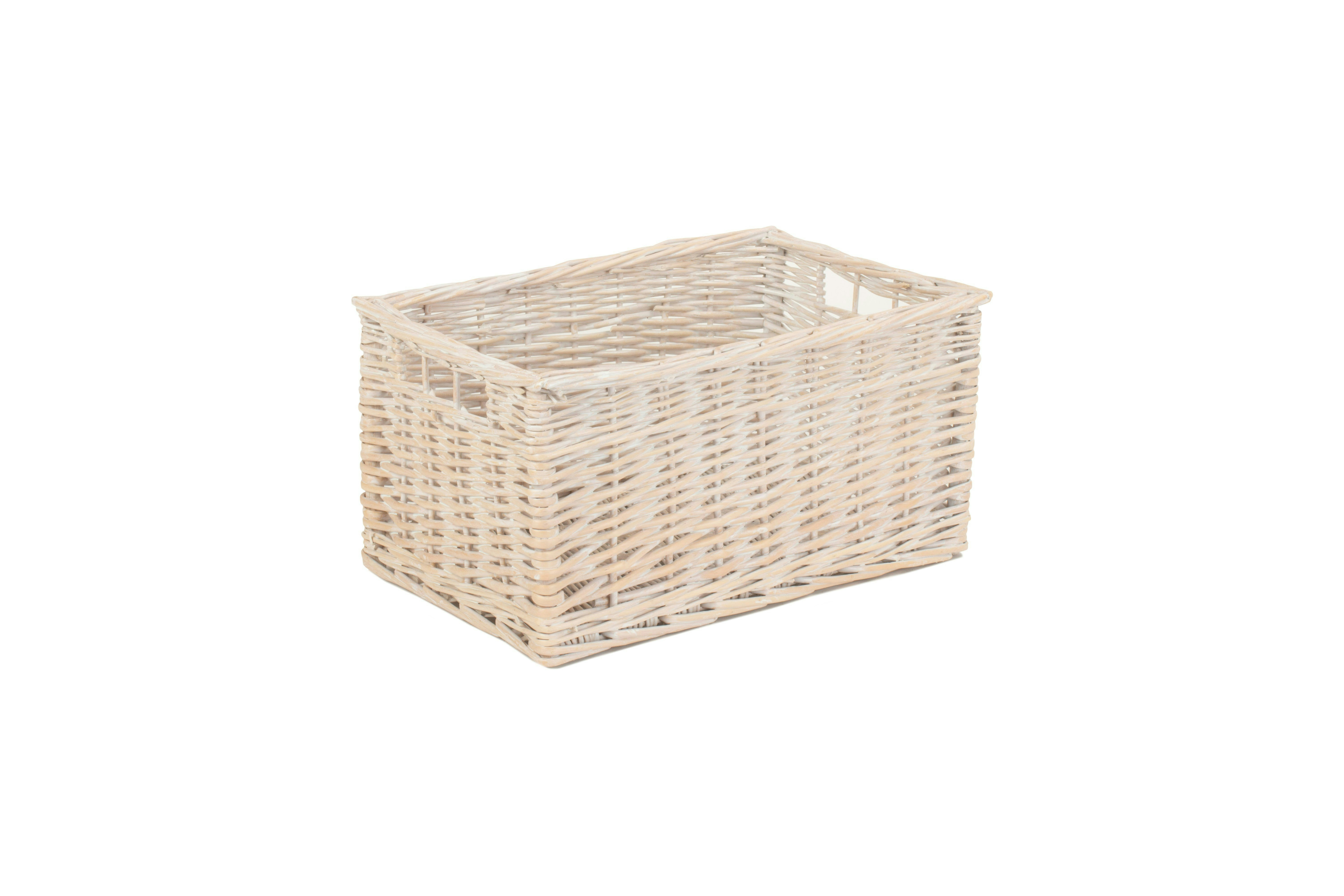 Rackhams Red/White Whitewash Unlined Wicker Storage Basket - Medium