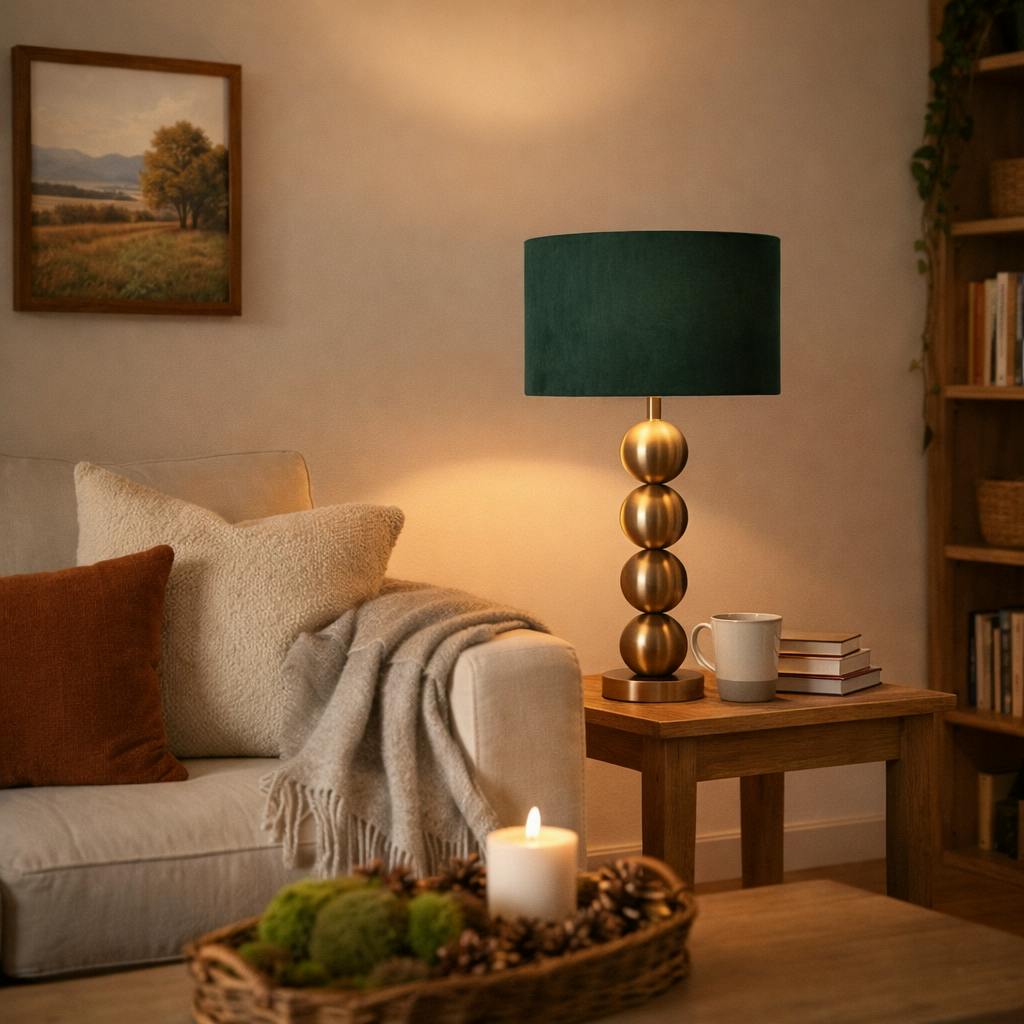 Rackhams Green Aila Antique Brass Table Lamp With Shade