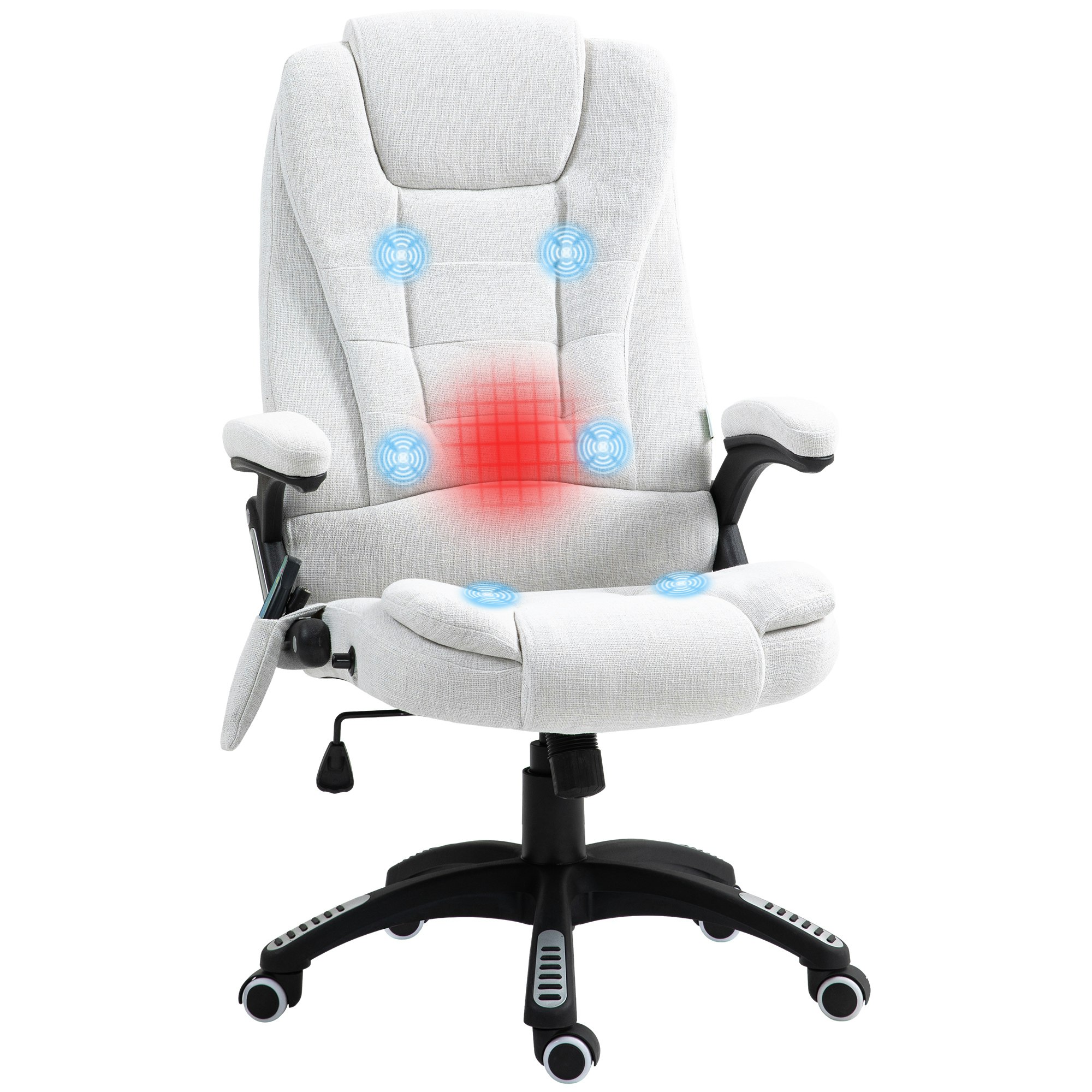 Rackhams Grey/White Office Chair W/ Heating 6-Point Massage Relaxing Reclining