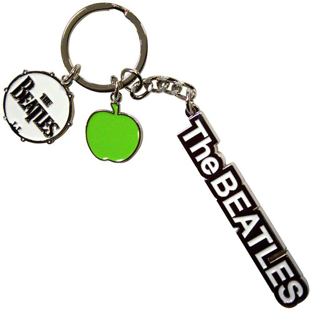 Paradiso Clothing The Beatles Text Logo Drop T Drum & Apple Charms Keychain