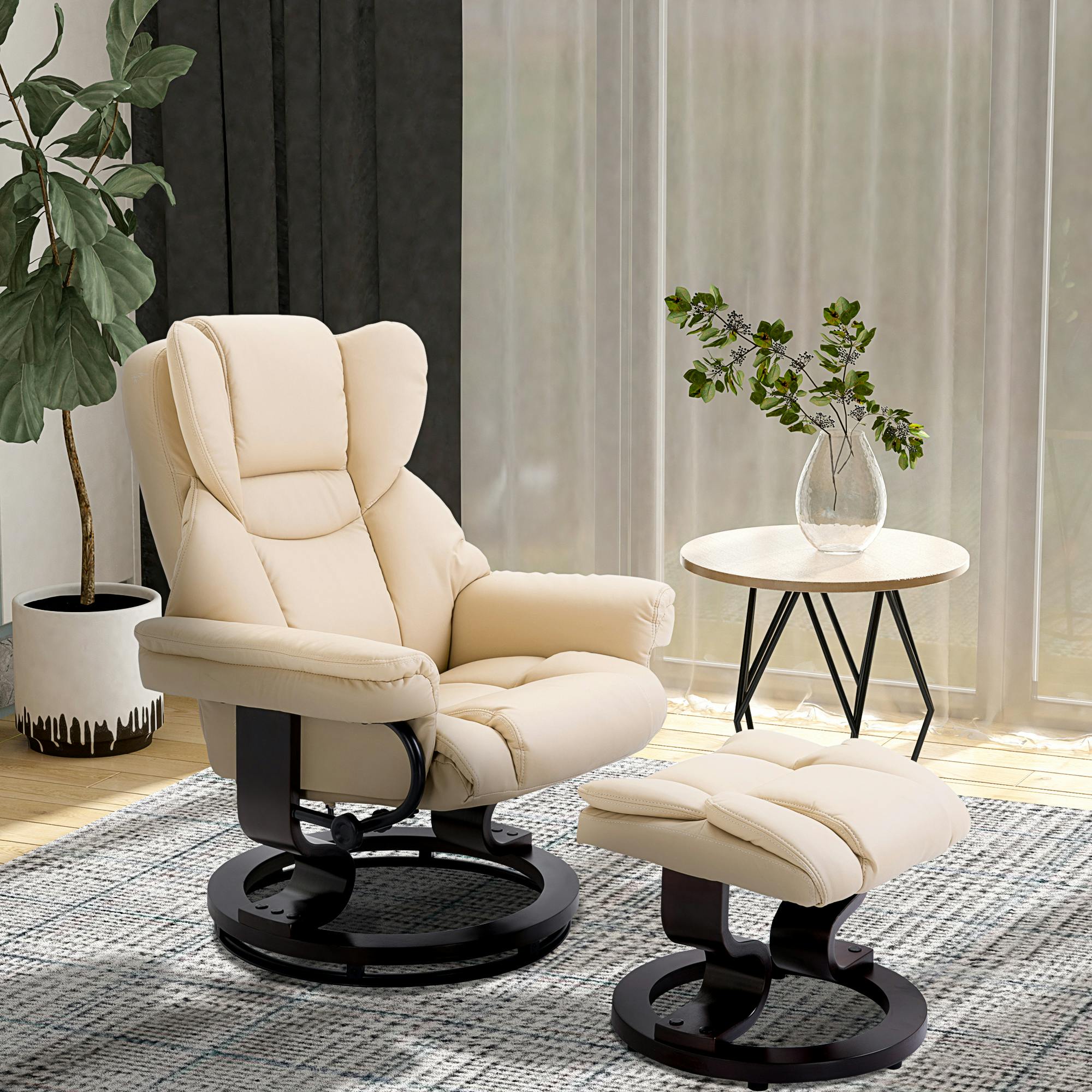 Rackhams Pu Leather Manual Reclining Armchair Footstool