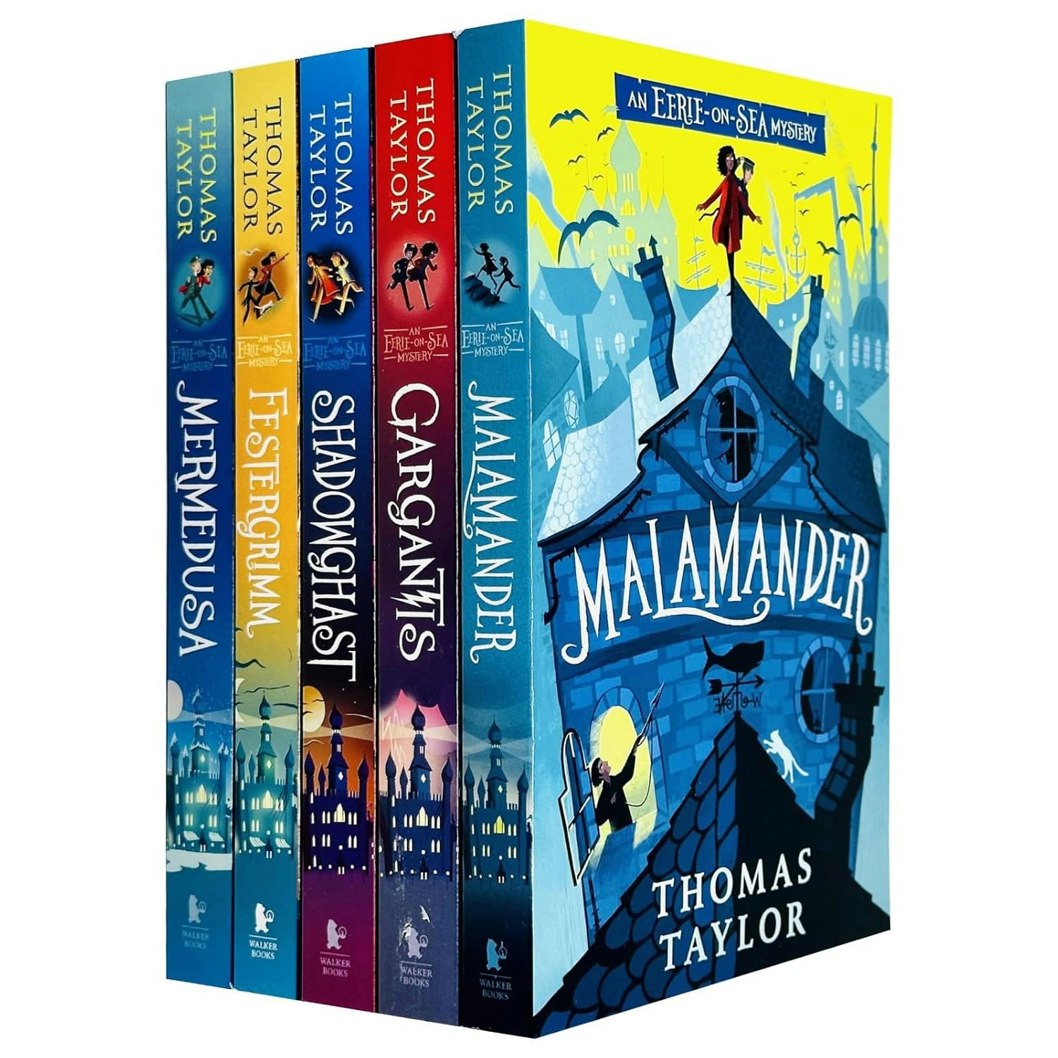 Walker Books Girls An Eerie-On-Sea Mystery 4 Book Set By Thomas Taylor Malamander, Gargantis, Shadowghast, Festergrimm