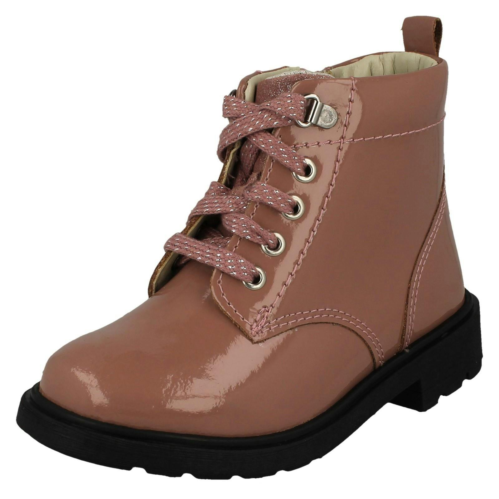 Clarks Girls Pink Lace Up Detailed Ankle Boots Astrol Lace - Uk 9.5 Child - F