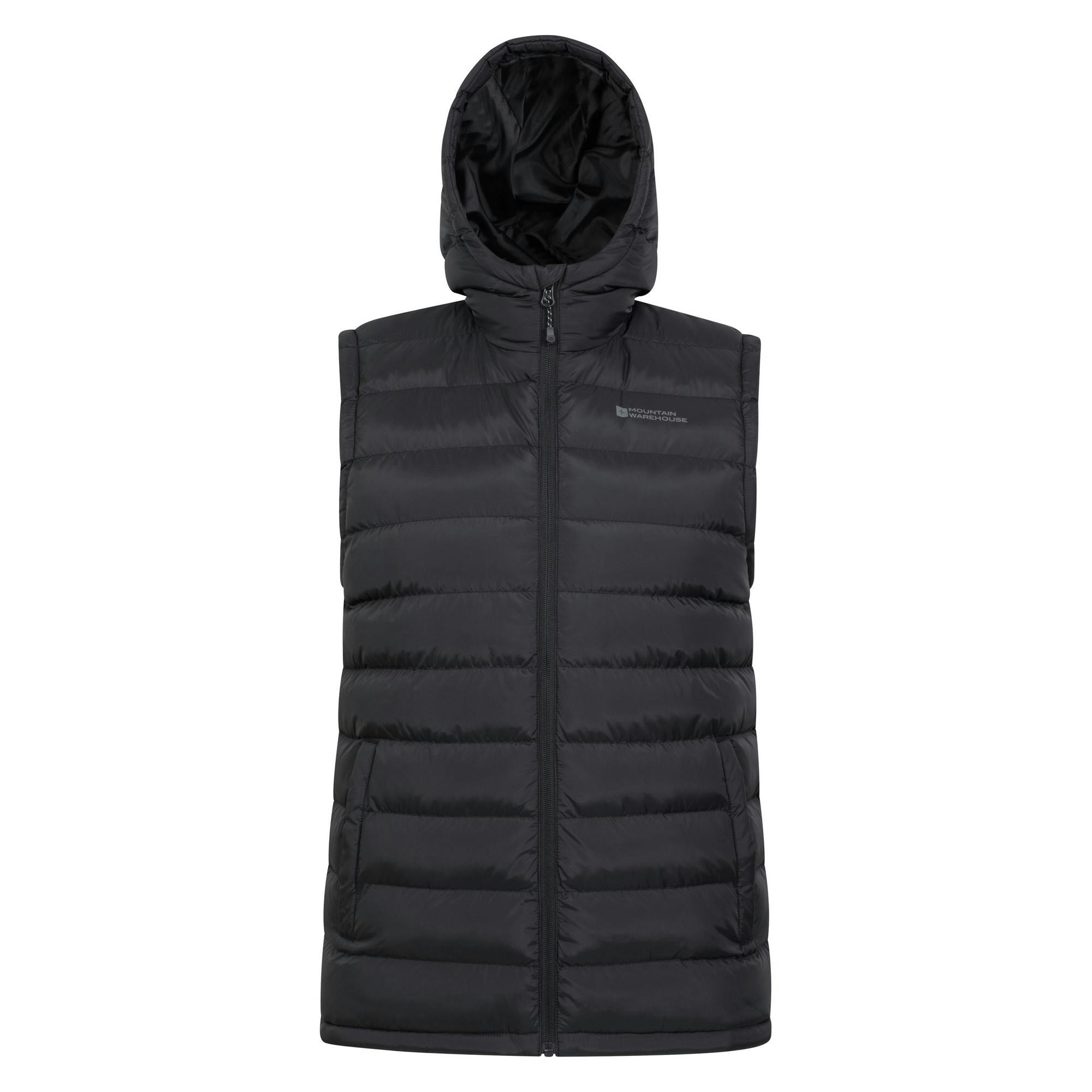 Mountain Warehouse Men's Black Seasons Hooded Padded Gilet - 3XL - 60% Polyamide/40% Polyester