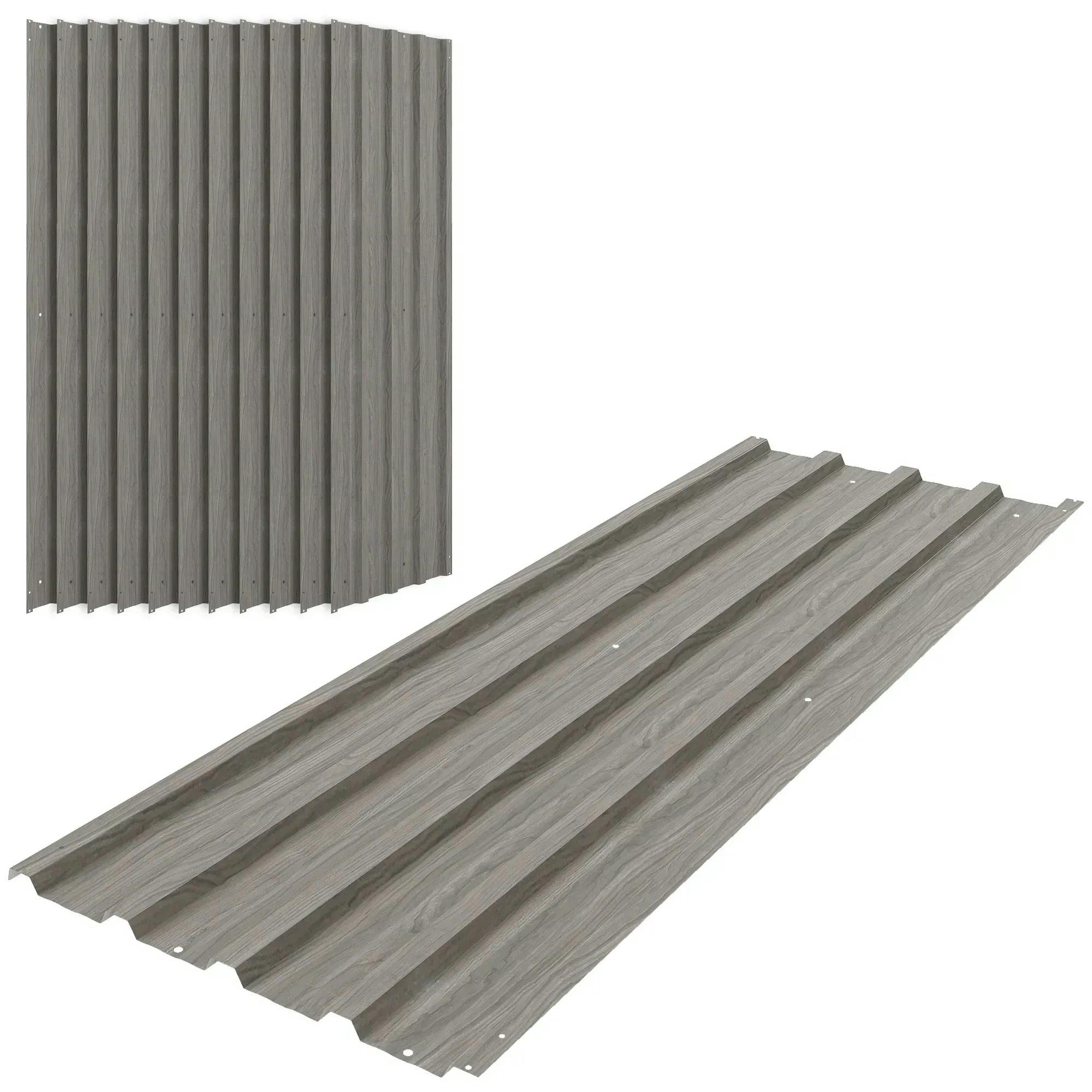 B&Q - Pack Of 12 Metal Roofing Sheets For GreenhouseGrey Wood Effect - Image 5