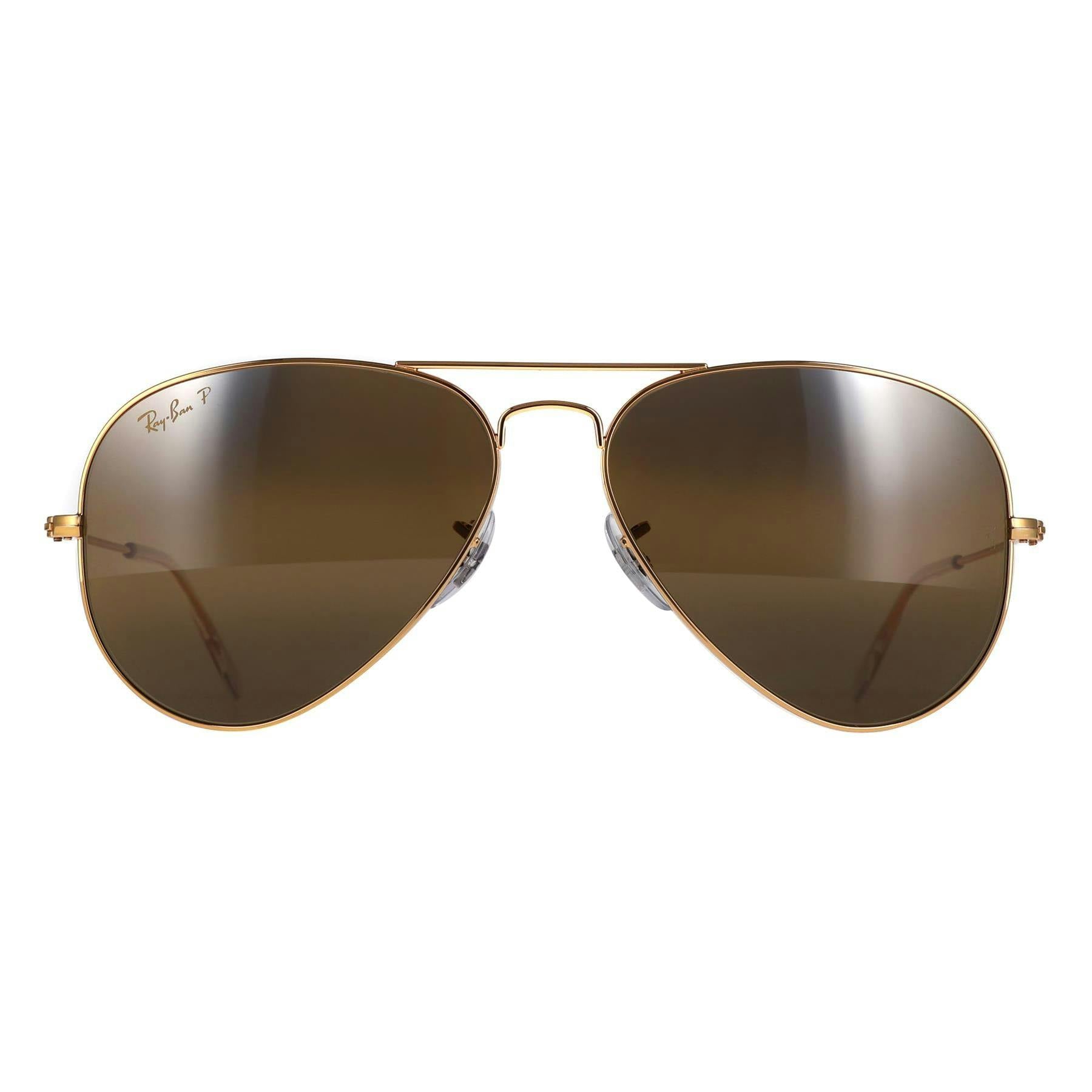 Ray-Ban Unisex Gold Aviator Polished Silver Brown Polarized Aviator Rb3025 - Image 4