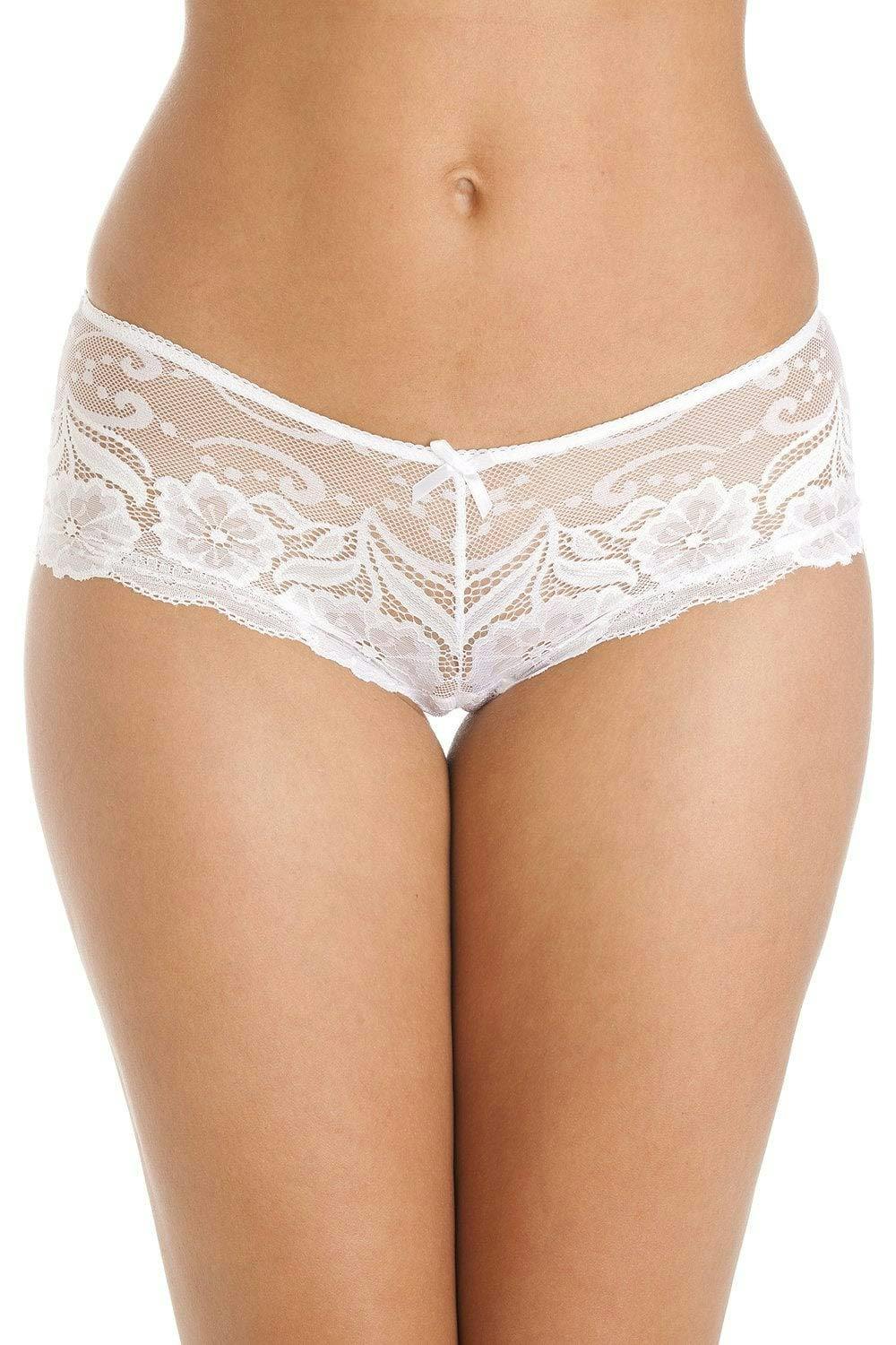 Camille Women's White 2 Pack Floral Lace Boxershort - 16
