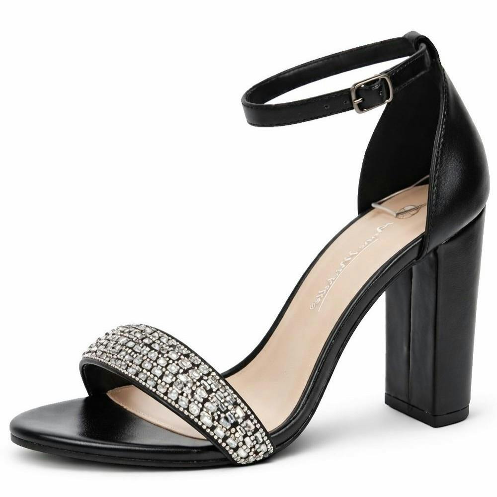 Anne Michelle Women's Black Block High Heel Shoes F12046 - Standard - Uk 8