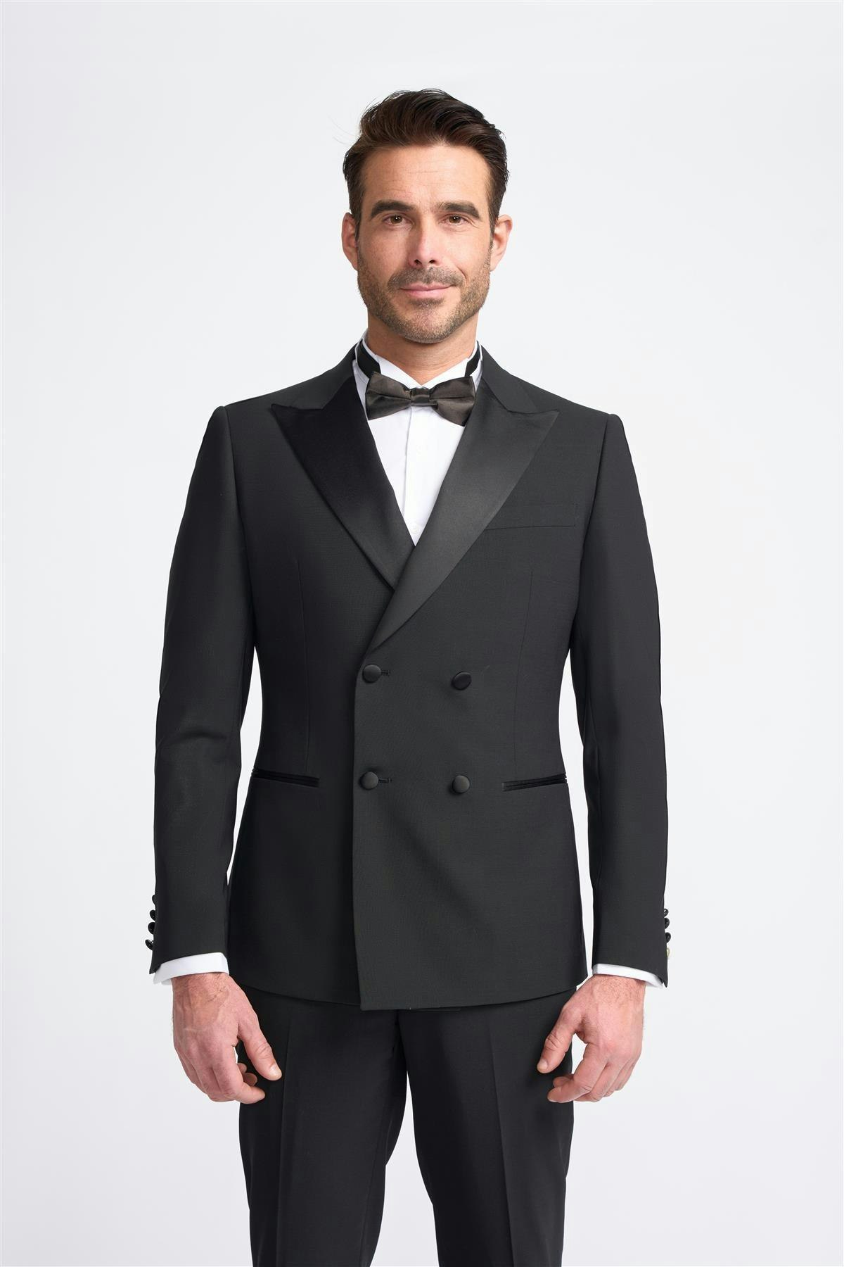 House Of Cavani Black Aspen Double Breasted Blazer - 34 Inch Chest