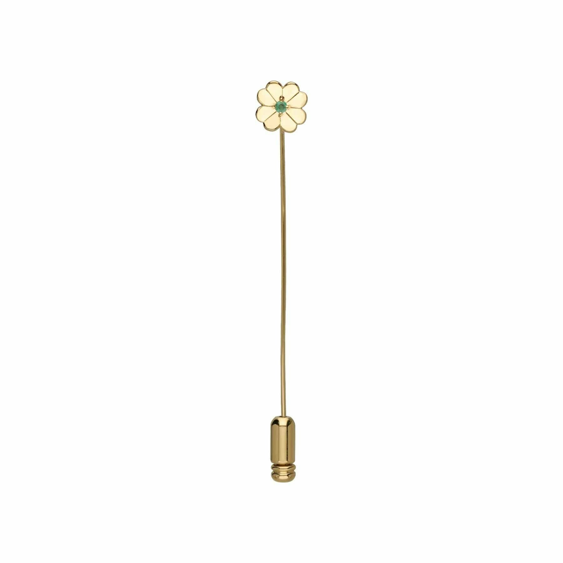 Gemondo Yellow/Gold Gardenia Emerald Clover Lapel Pin In 9Ct