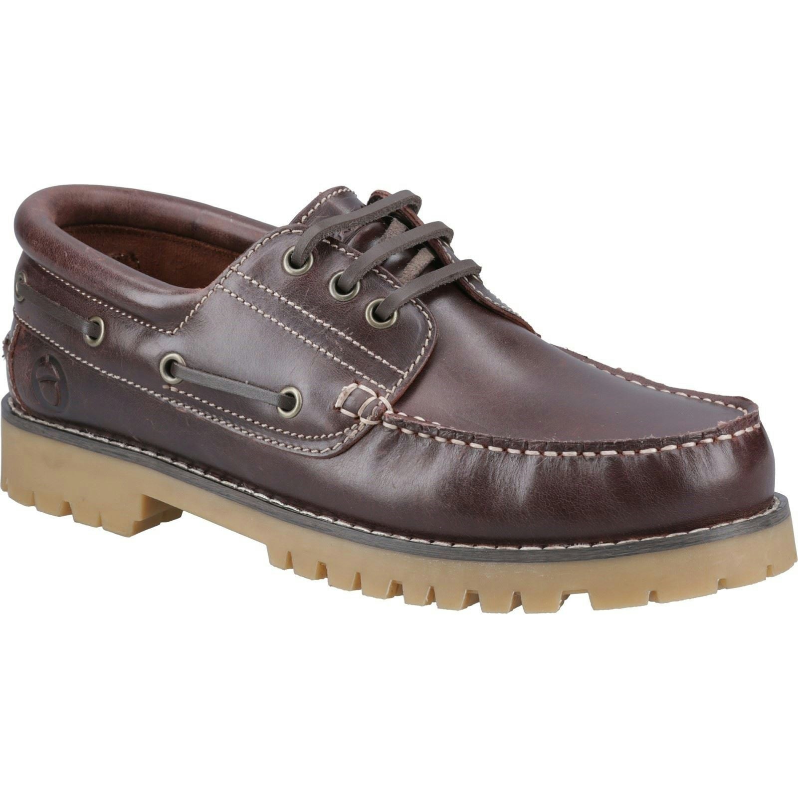 Cotswold Men's Brown Inglecote Leather Leather Boat Shoes - Size 12
