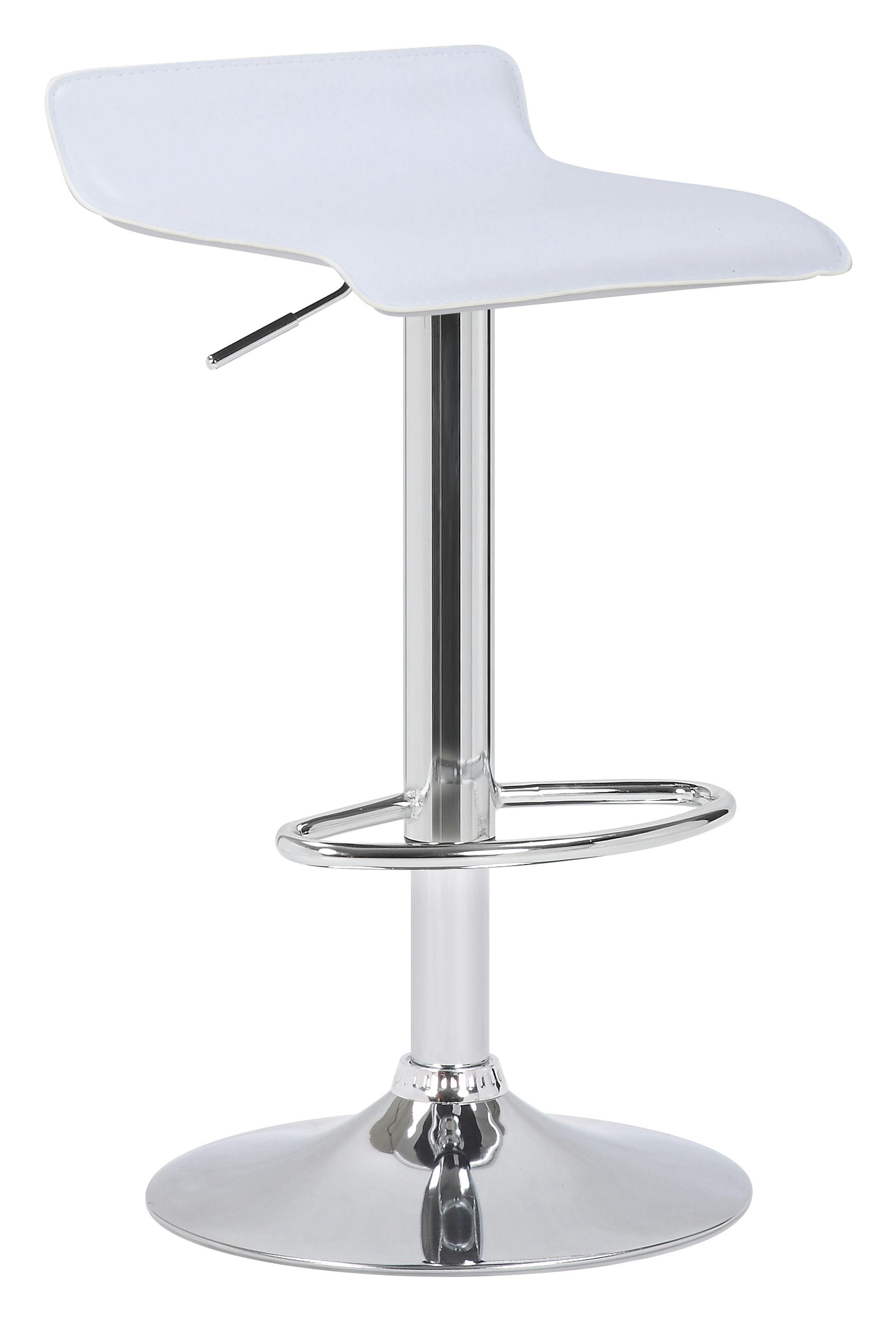 Lamboro White Baceno Single Kitchen Bar Stool, Chrome Footrest, Height Adjustable Swivel Gas Lift, Breakfast Bar & Home Barstool,