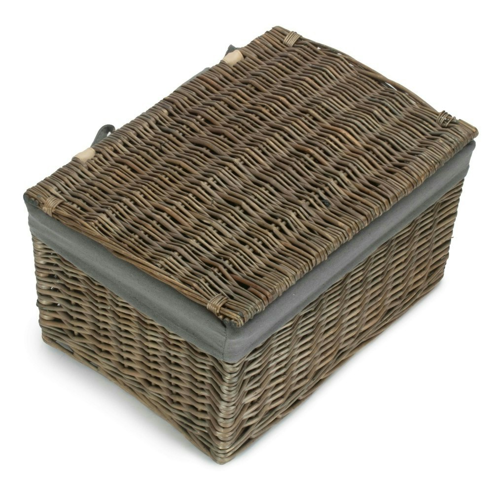 Red Hamper Antique Wash Cotton Lined Storage Basket - Medium