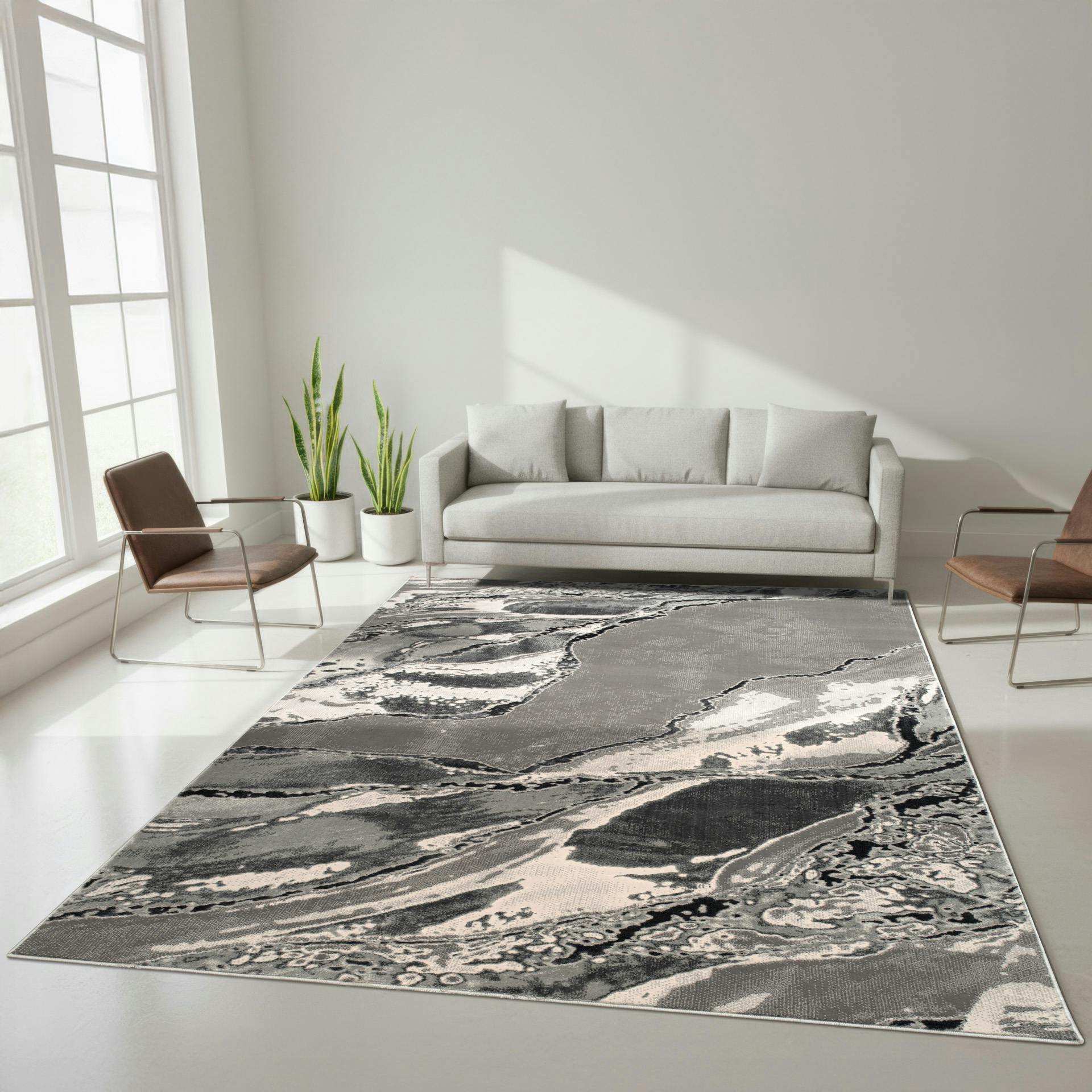 Rackhams Grey Parma Modern Shimmer Rug - 200Cm X 290Cm (6.5Ft X 9.5Ft)